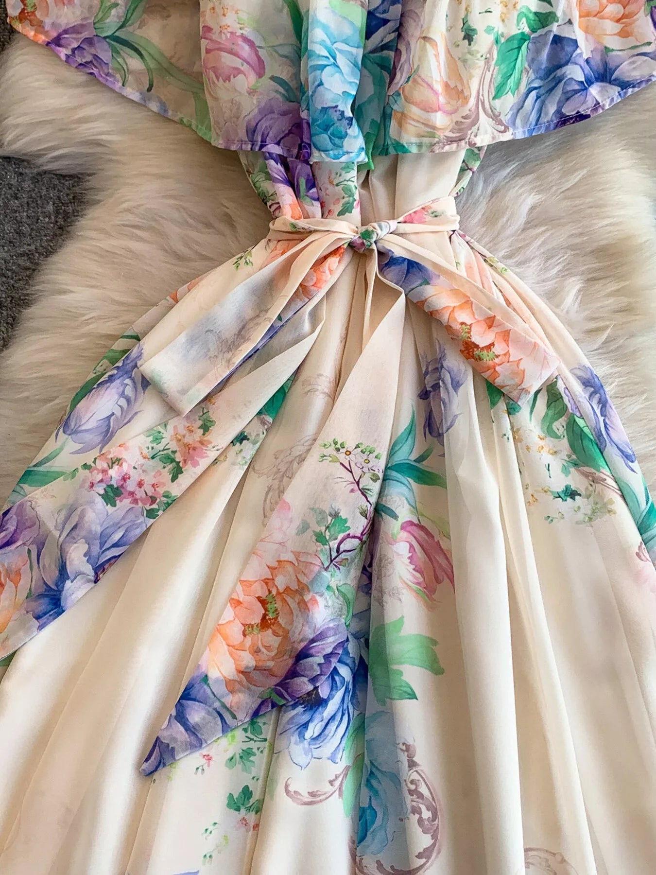 Floral Off-Shoulder A-Line Dress