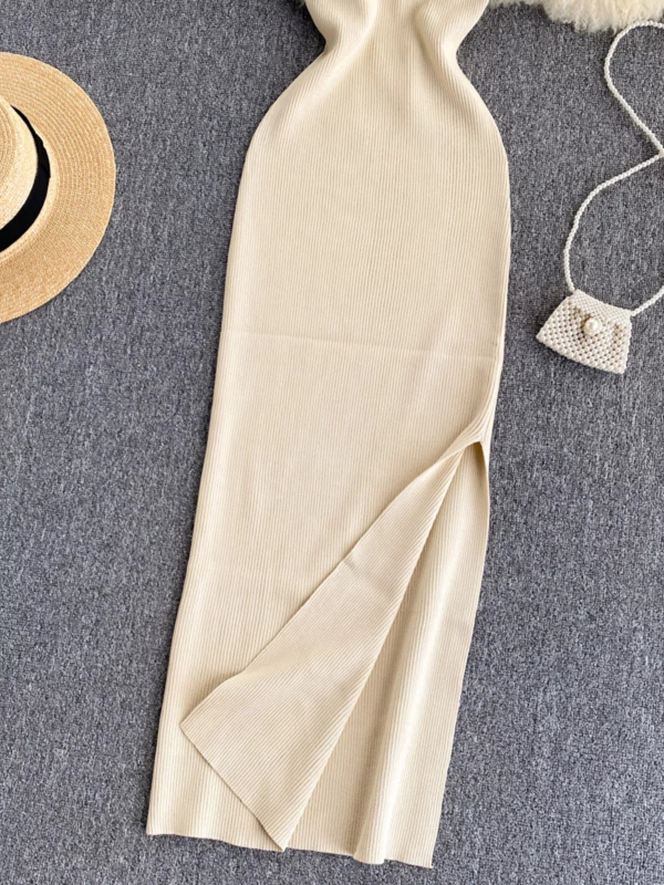 Knot Back Sleeveless Knit Bodycon Midi Dres