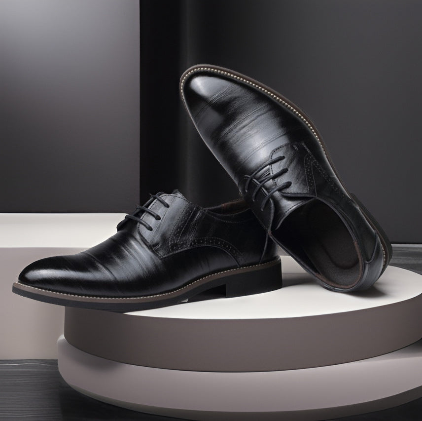 Mens Leather Shoes British-style Pointed-toe Breathable Formal Business Wear
