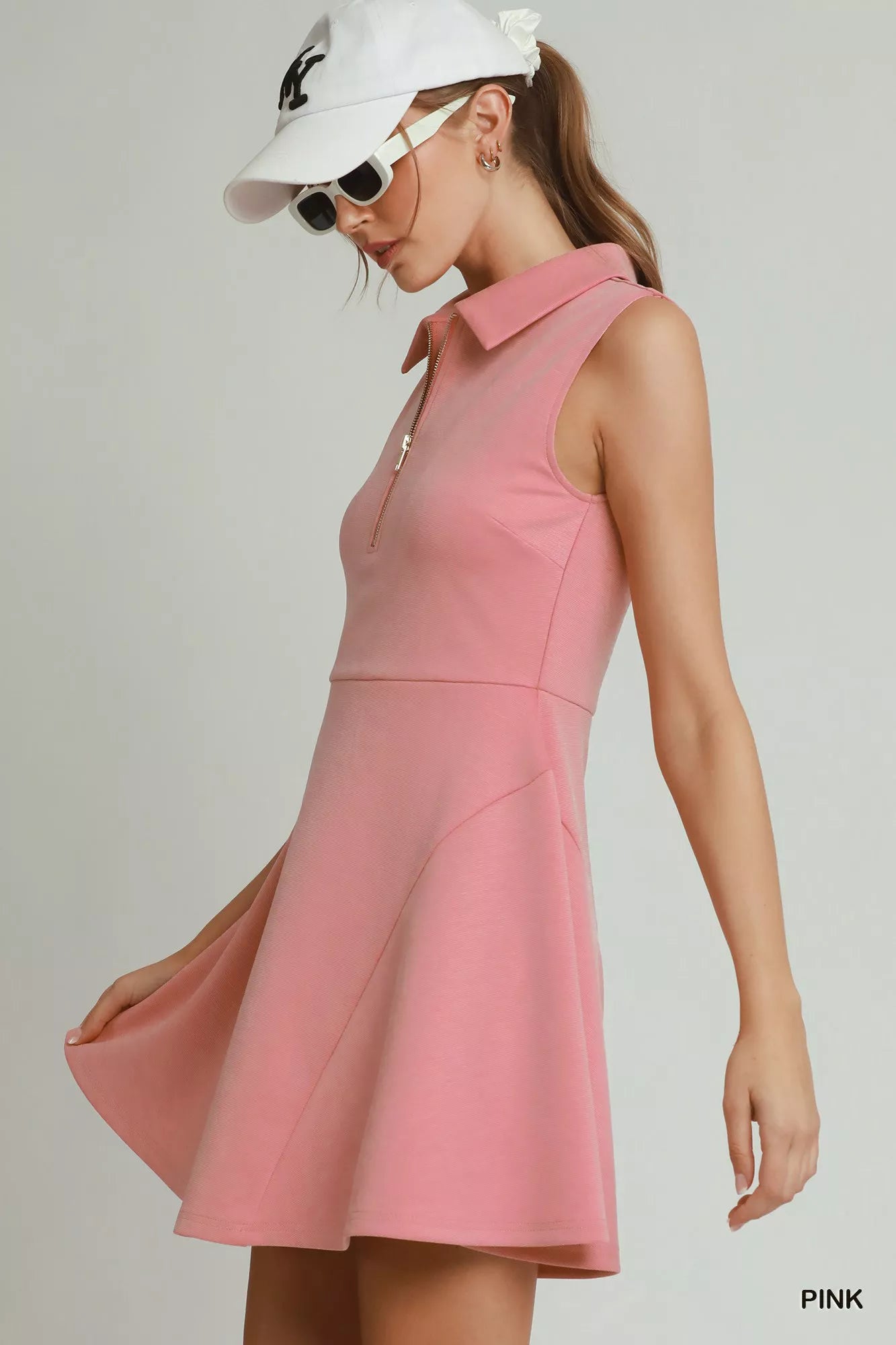 Umgee Collared Quarter Zip Tennis Dress