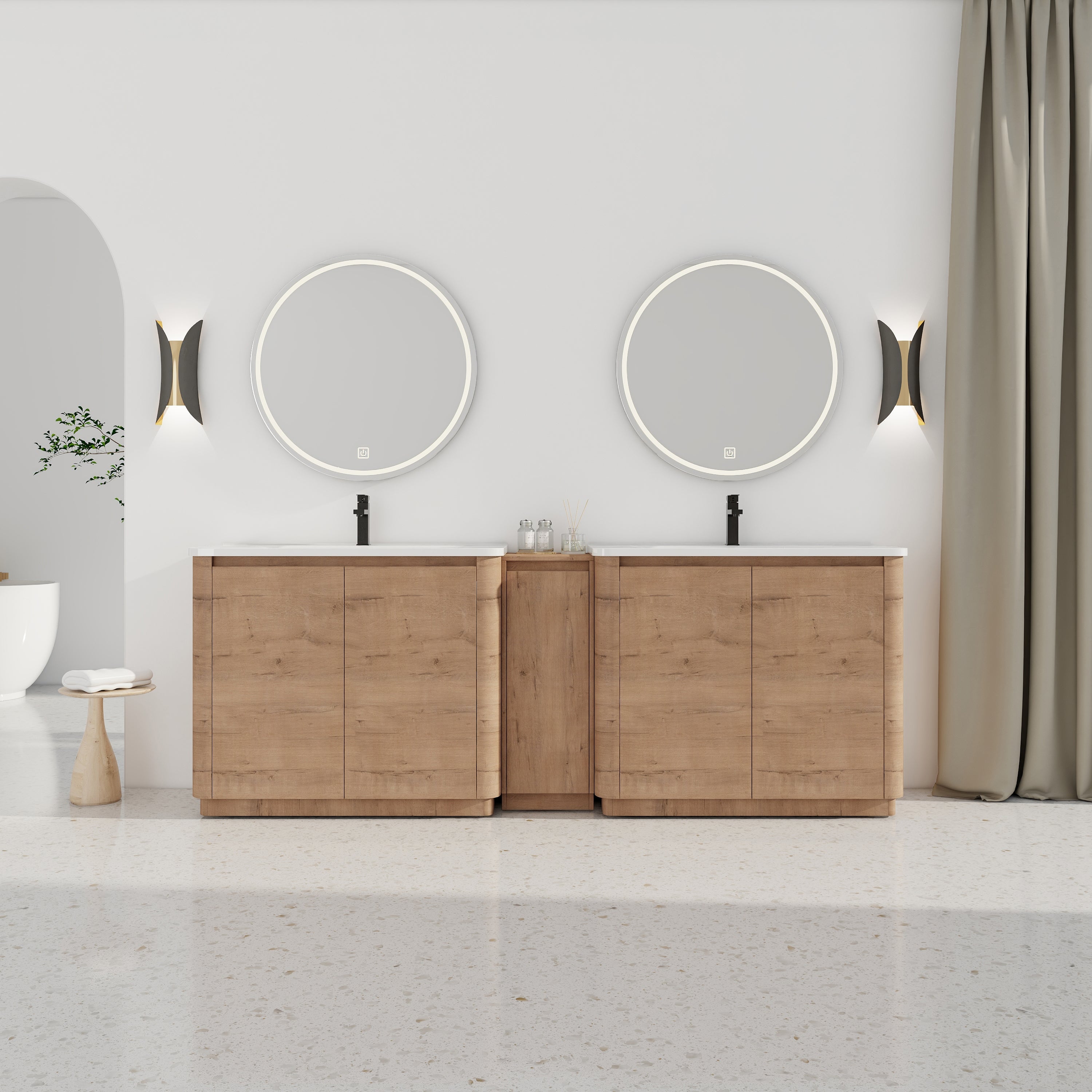92'' Freestanding Bathroom Vanity with Ceramic Sink