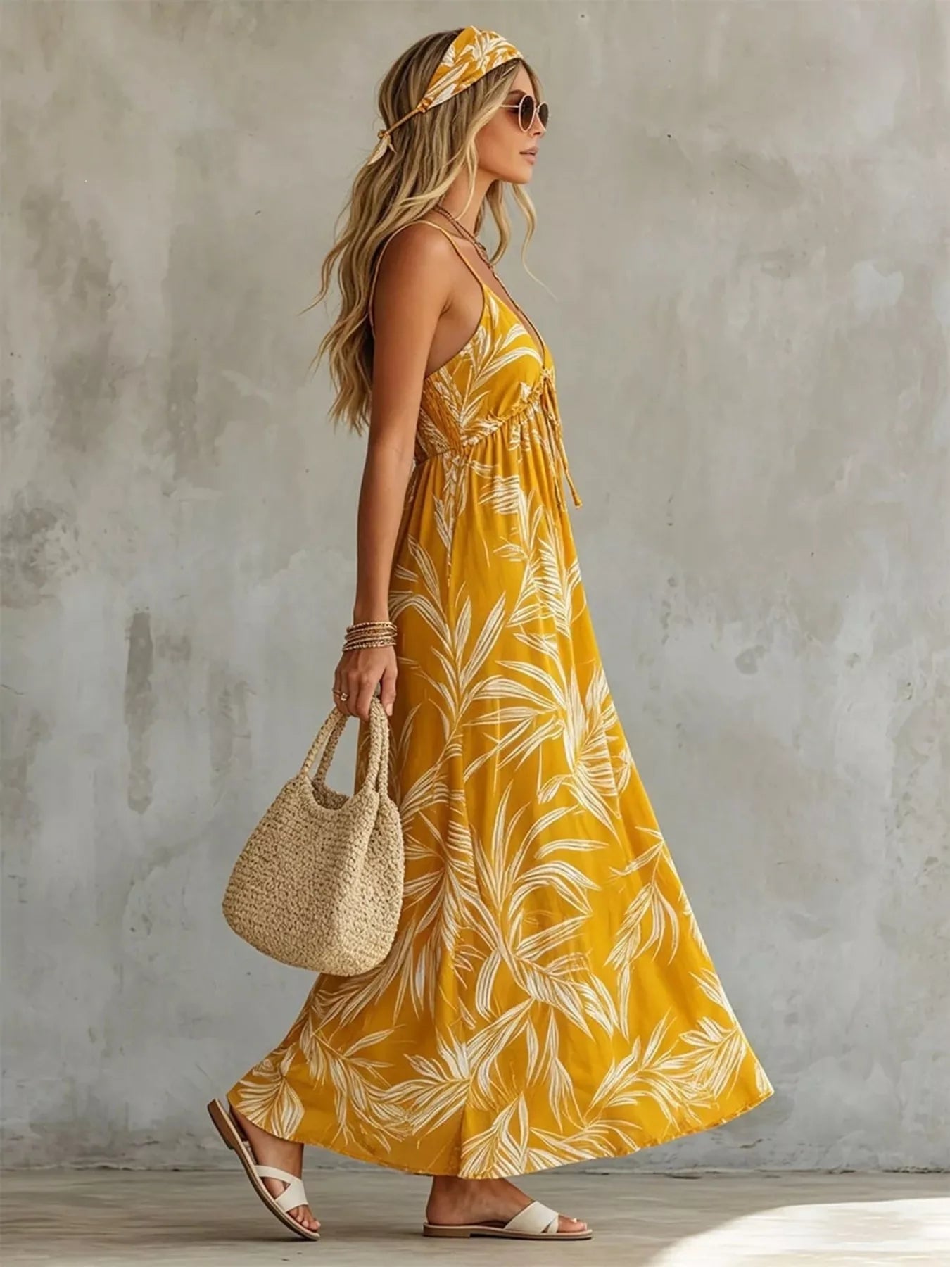 Full Size Printed Spaghetti Strap Maxi Dress Plus Size