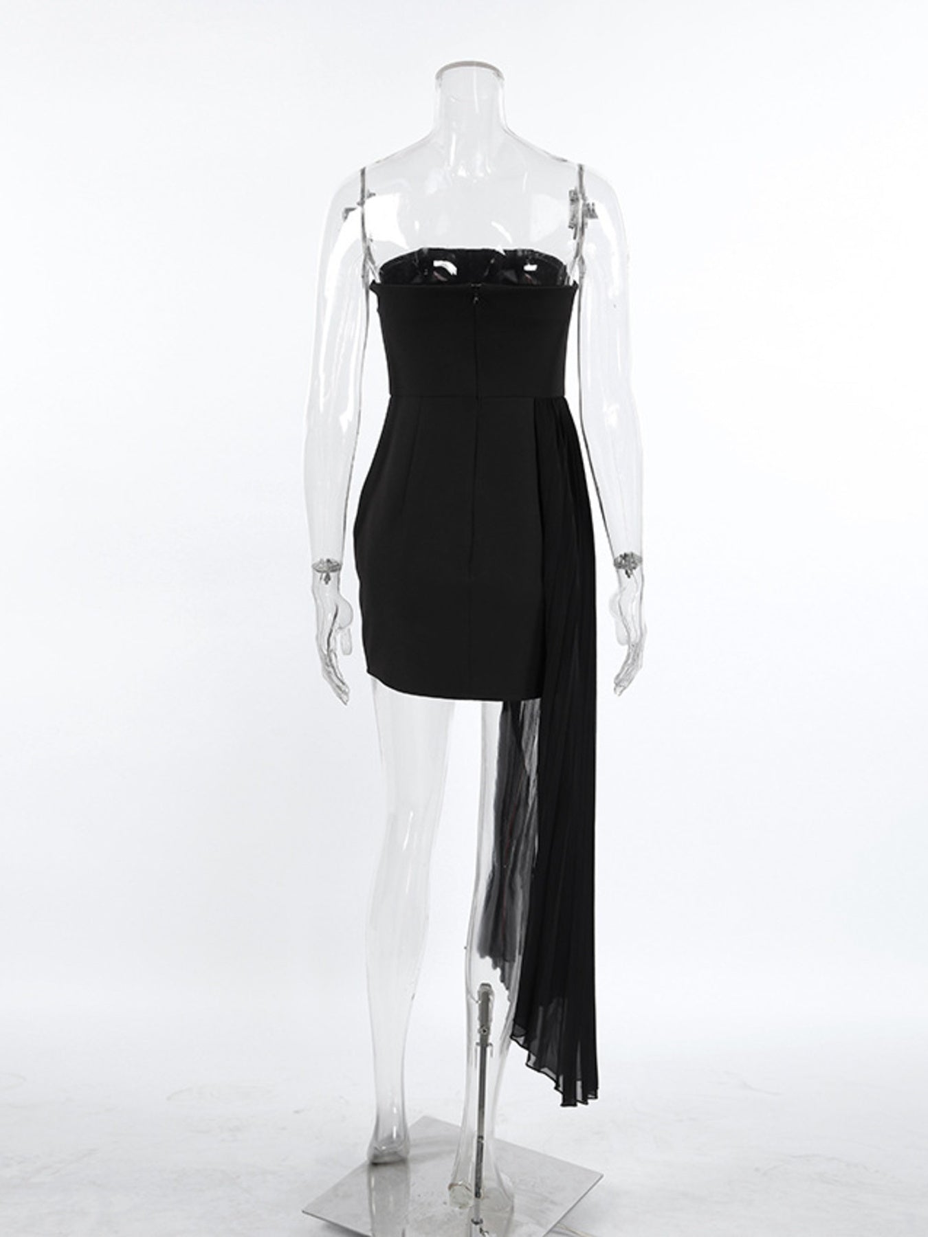 Pleated Detail Tube Mini Dress