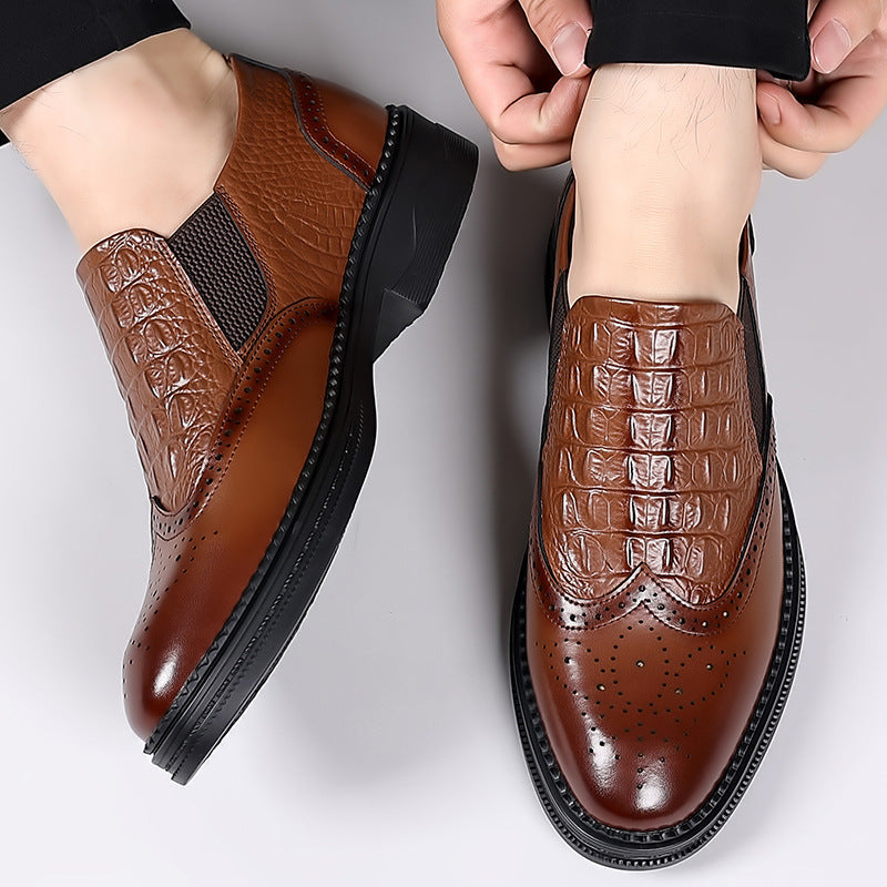 Mens Casual Dress Slip-on Leather Shoes