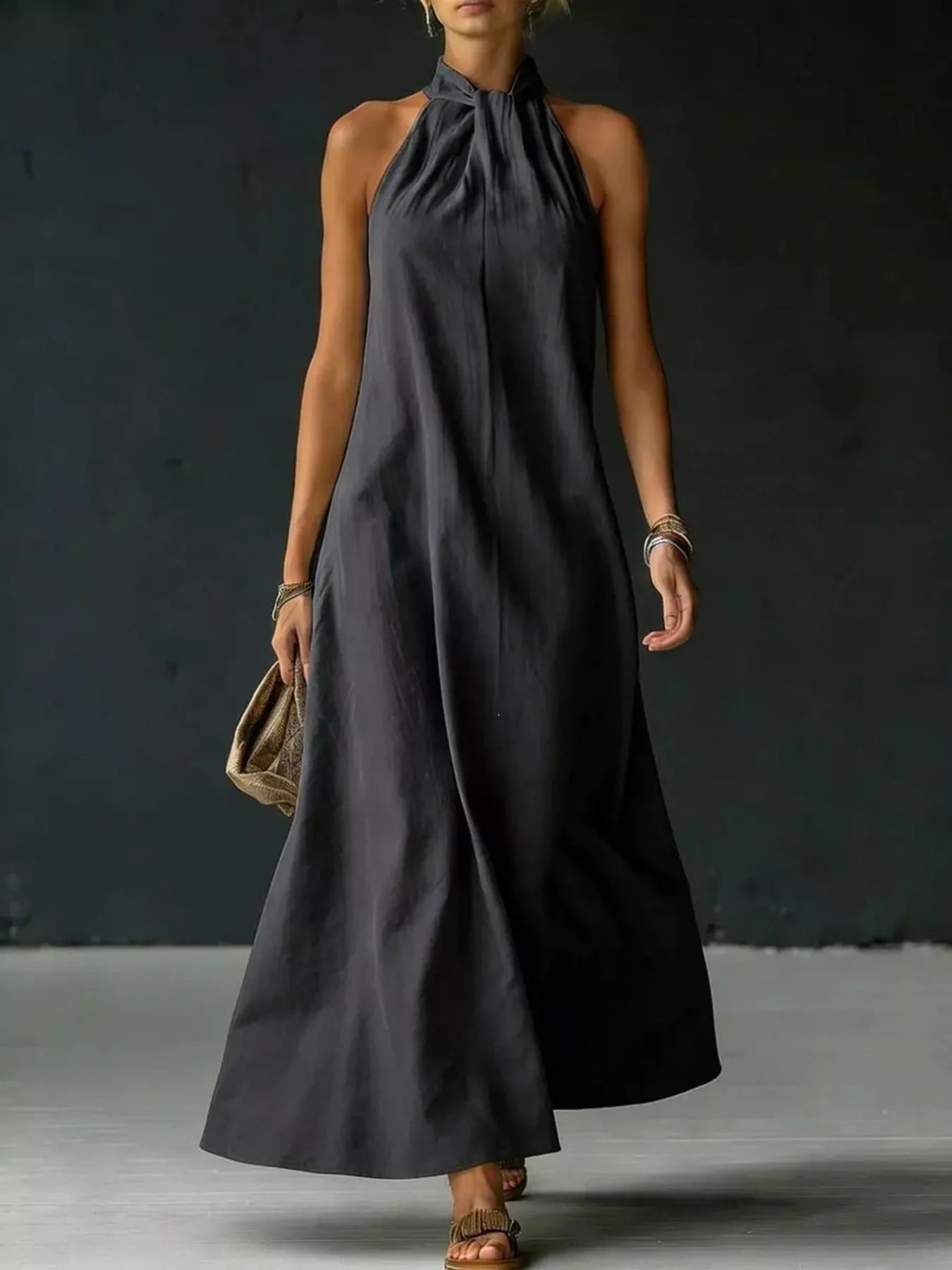 Full Size Halter Neck Maxi Dress Plus Size