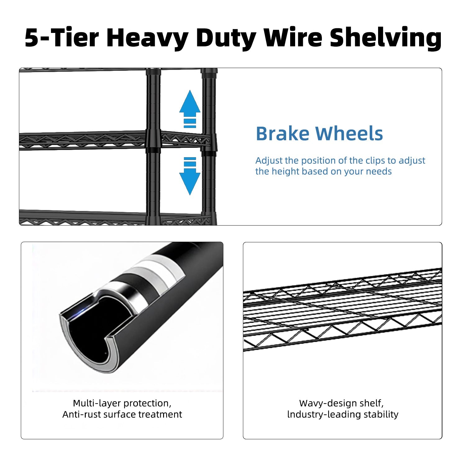 5-Shelf Wire Storage Shelving Unit