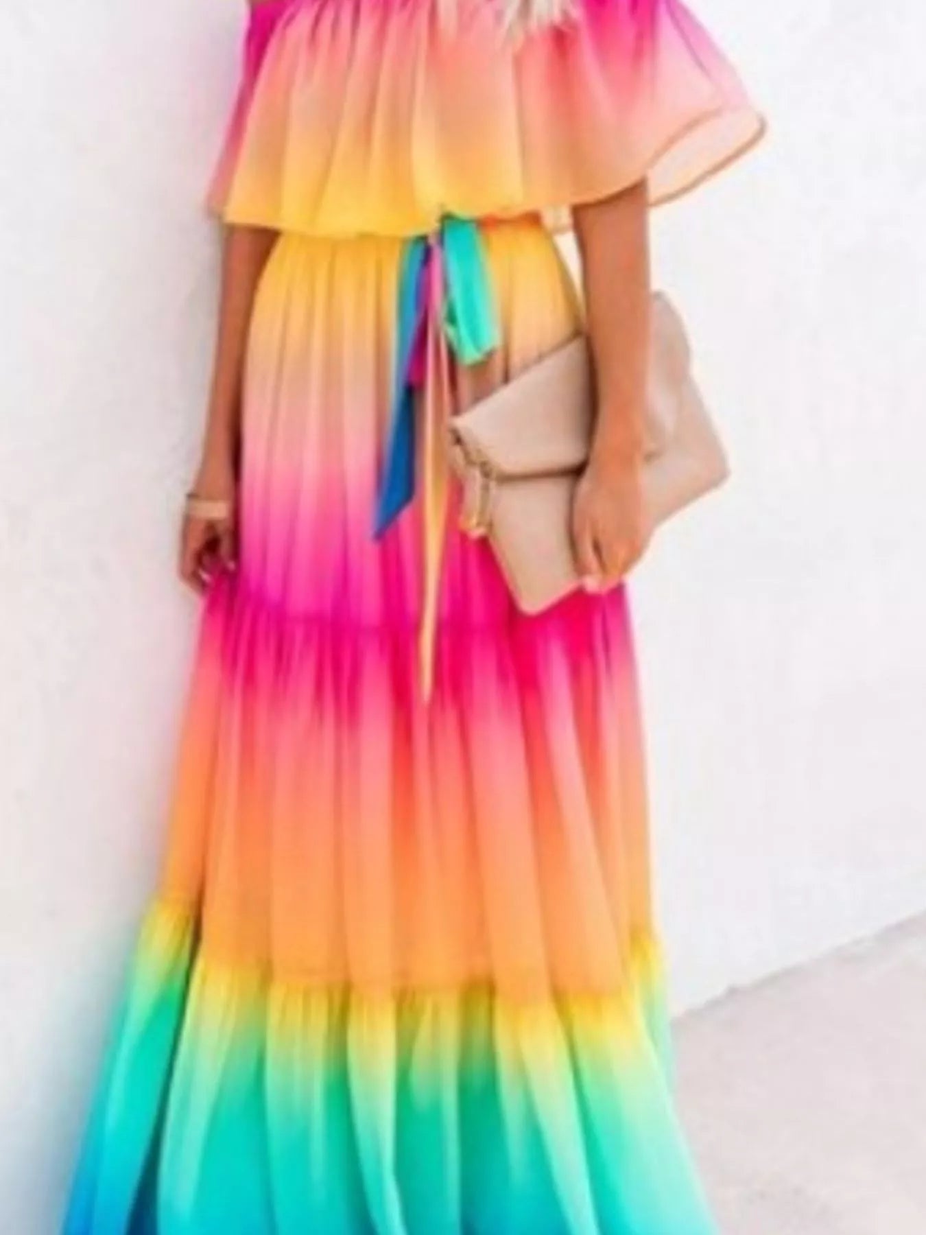 Full Size Off-Shoulder Tiered Maxi Dress Plus Size