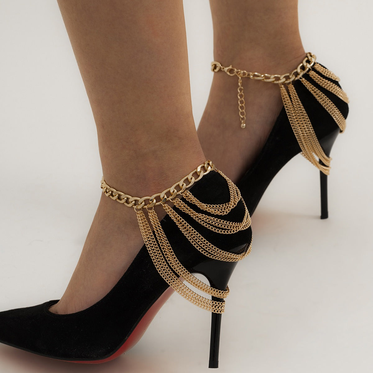 18K Gold Multi-layer Tassel Hip-Hop Anklet