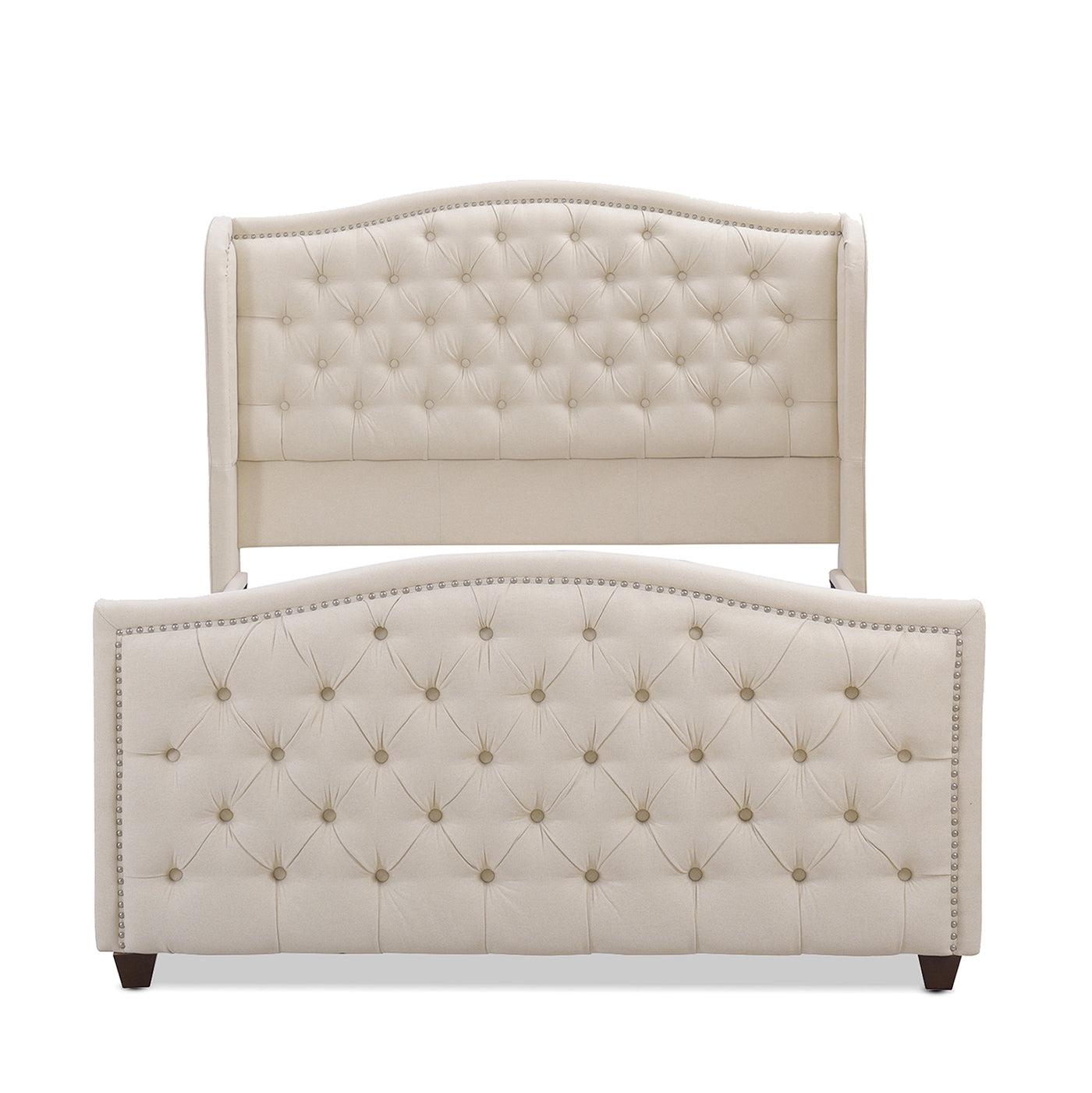 Marcella Upholstered Shelter Headboard Bed Set, Queen, Sky Neutral