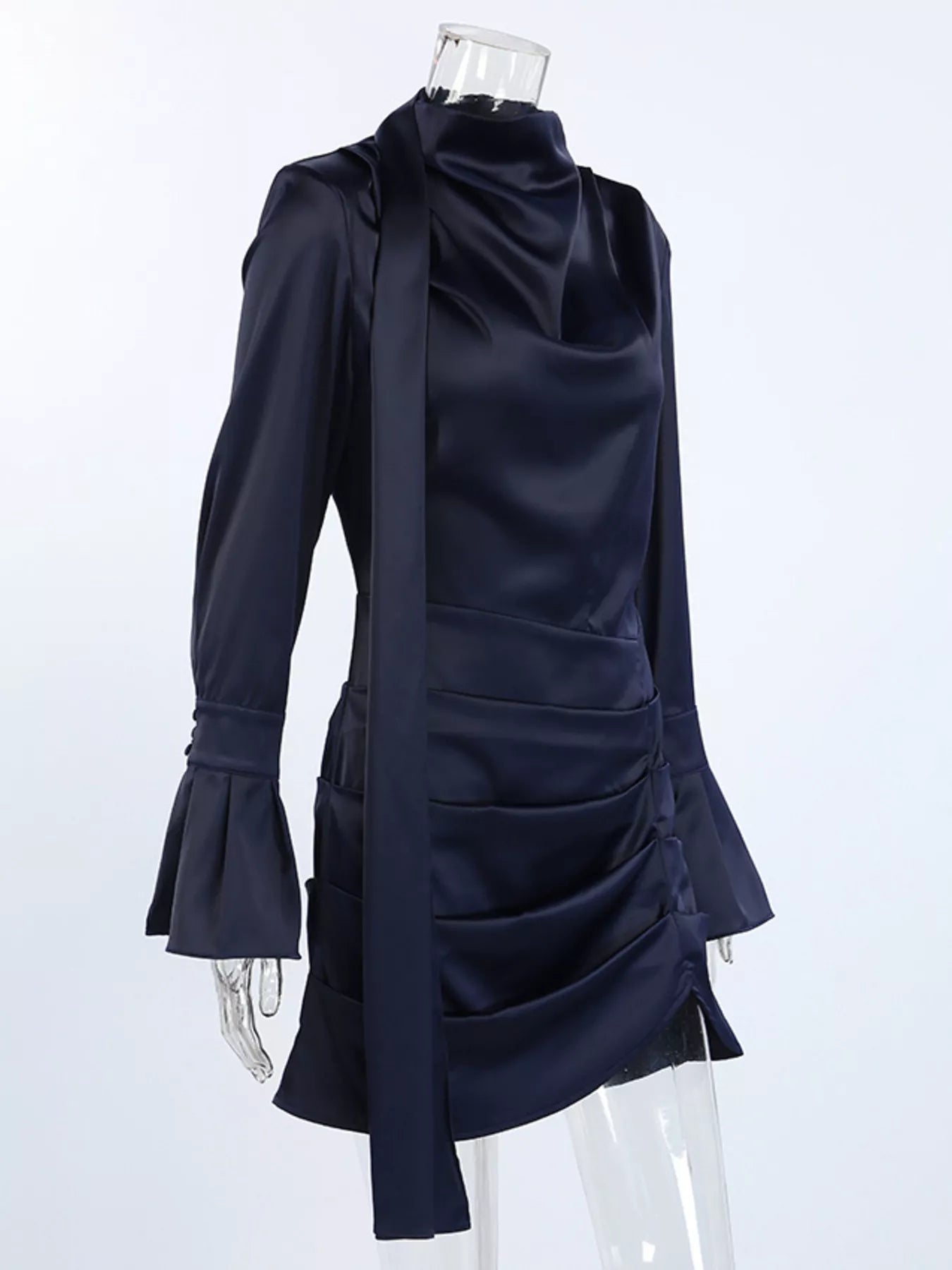 Mock Neck Flounce Sleeve Dress