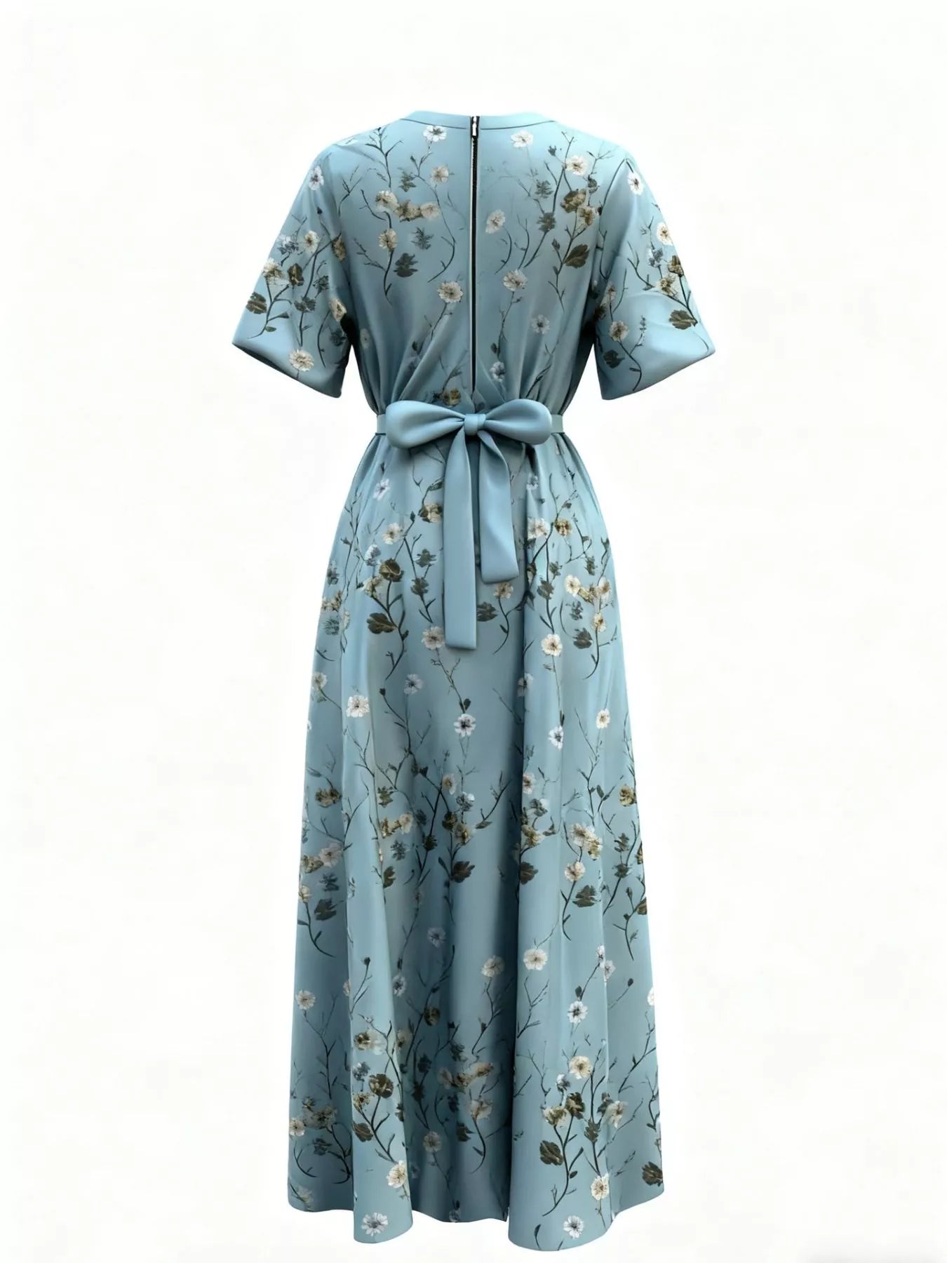 Floral Print Half Sleeve Maxi Dress with Pockets