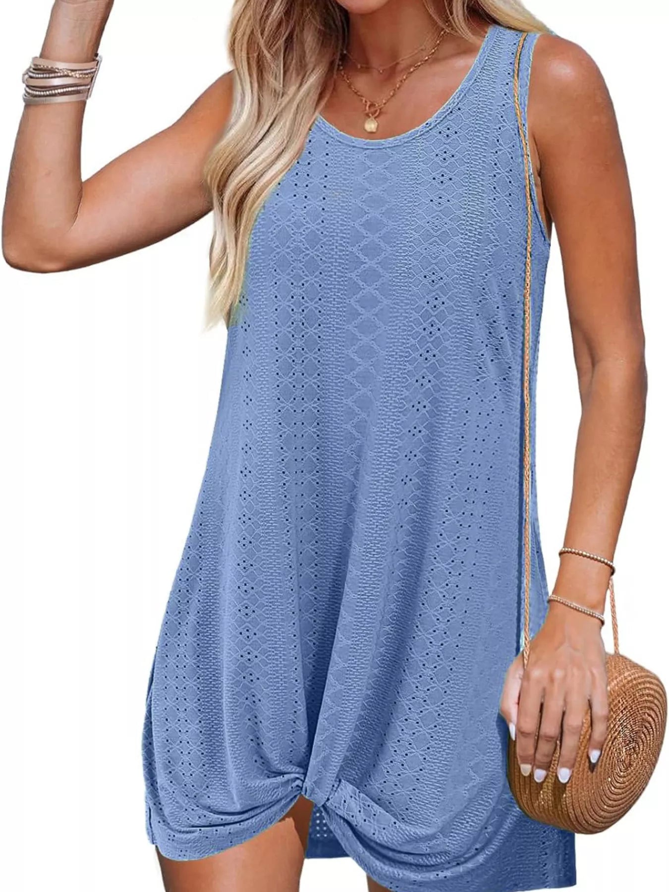 Sleeveless Knotted Hem Tank Dress