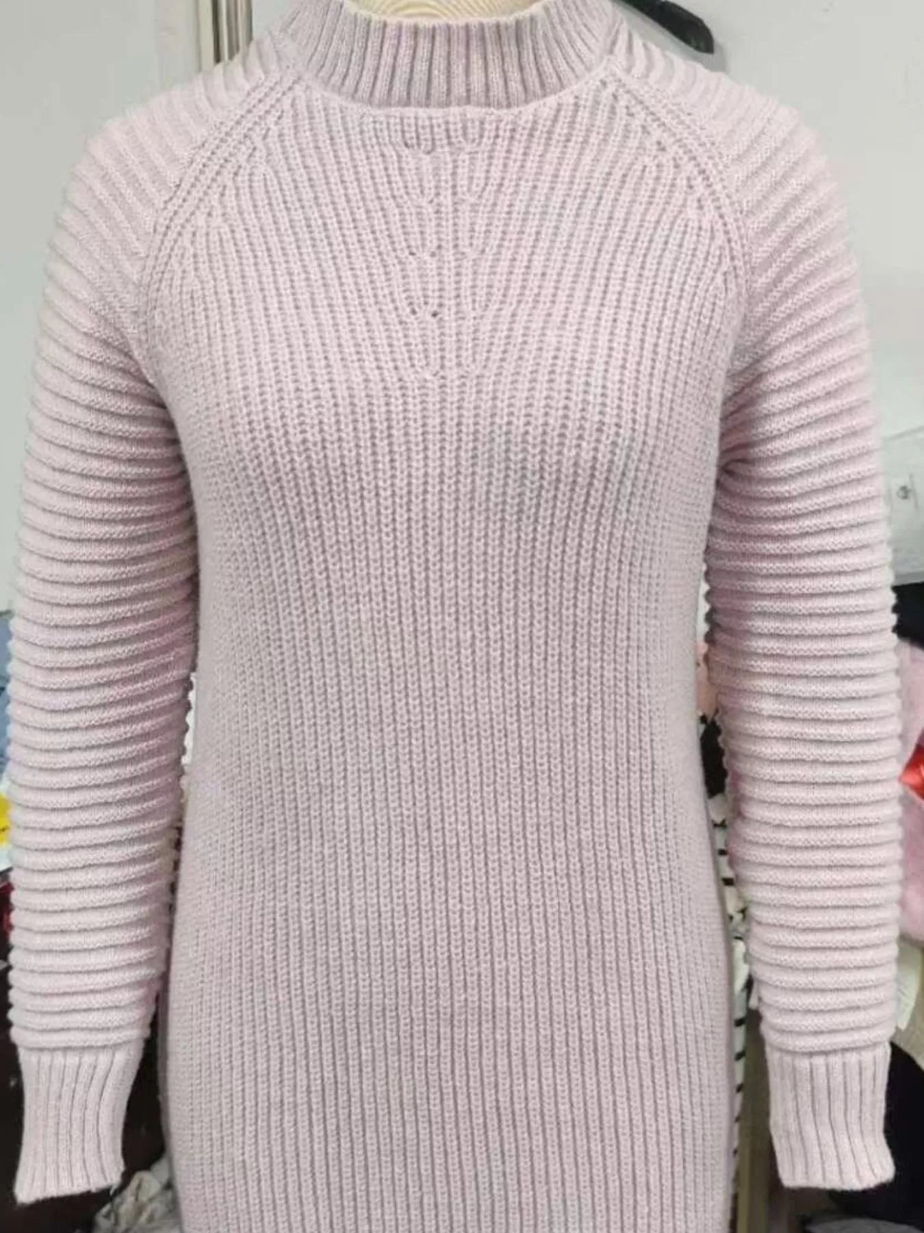 Full Size Turtleneck Raglan Sleeve Sweater Dress Plus Size
