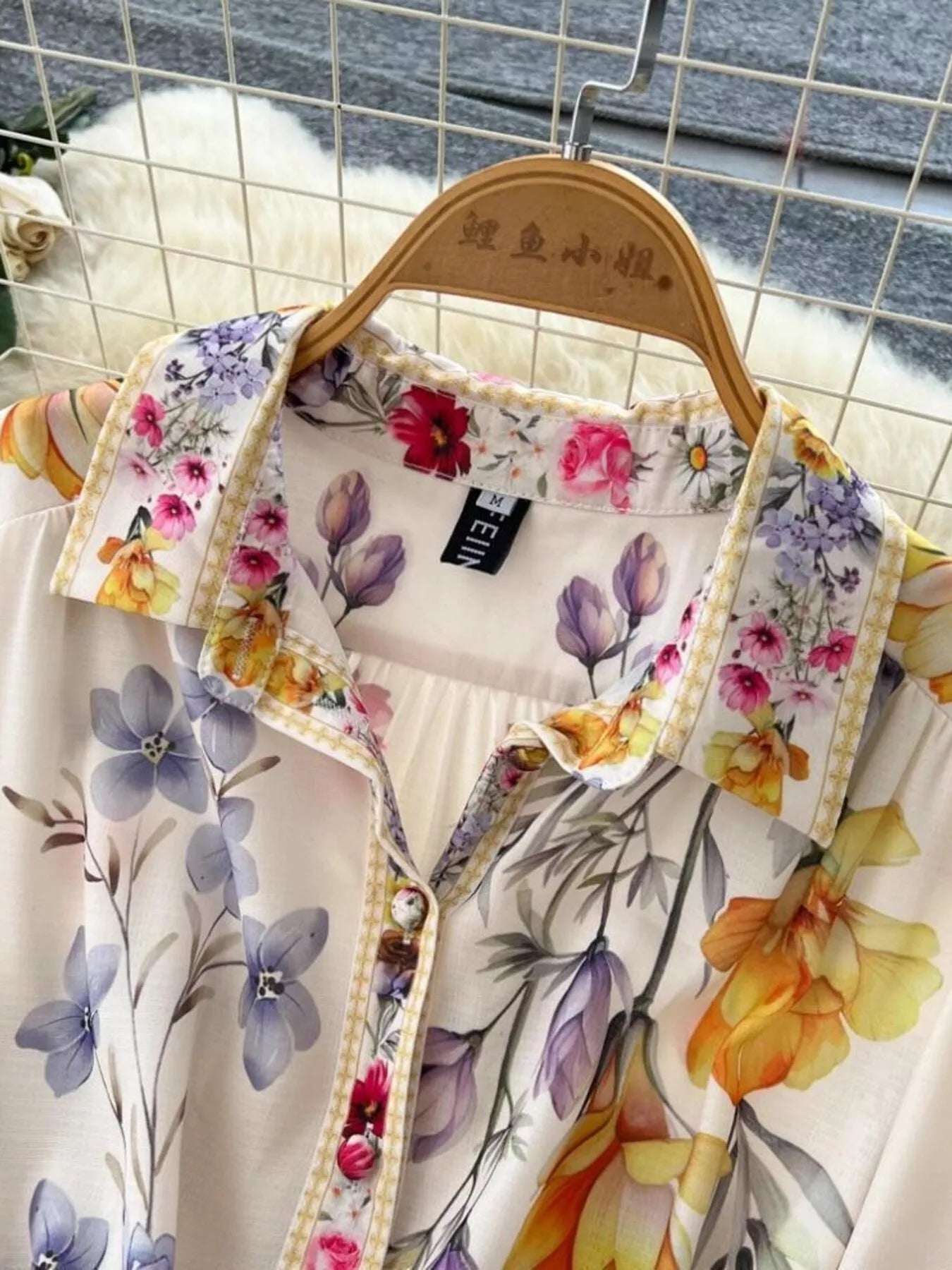 Floral Print Lantern Sleeve Midi Dress