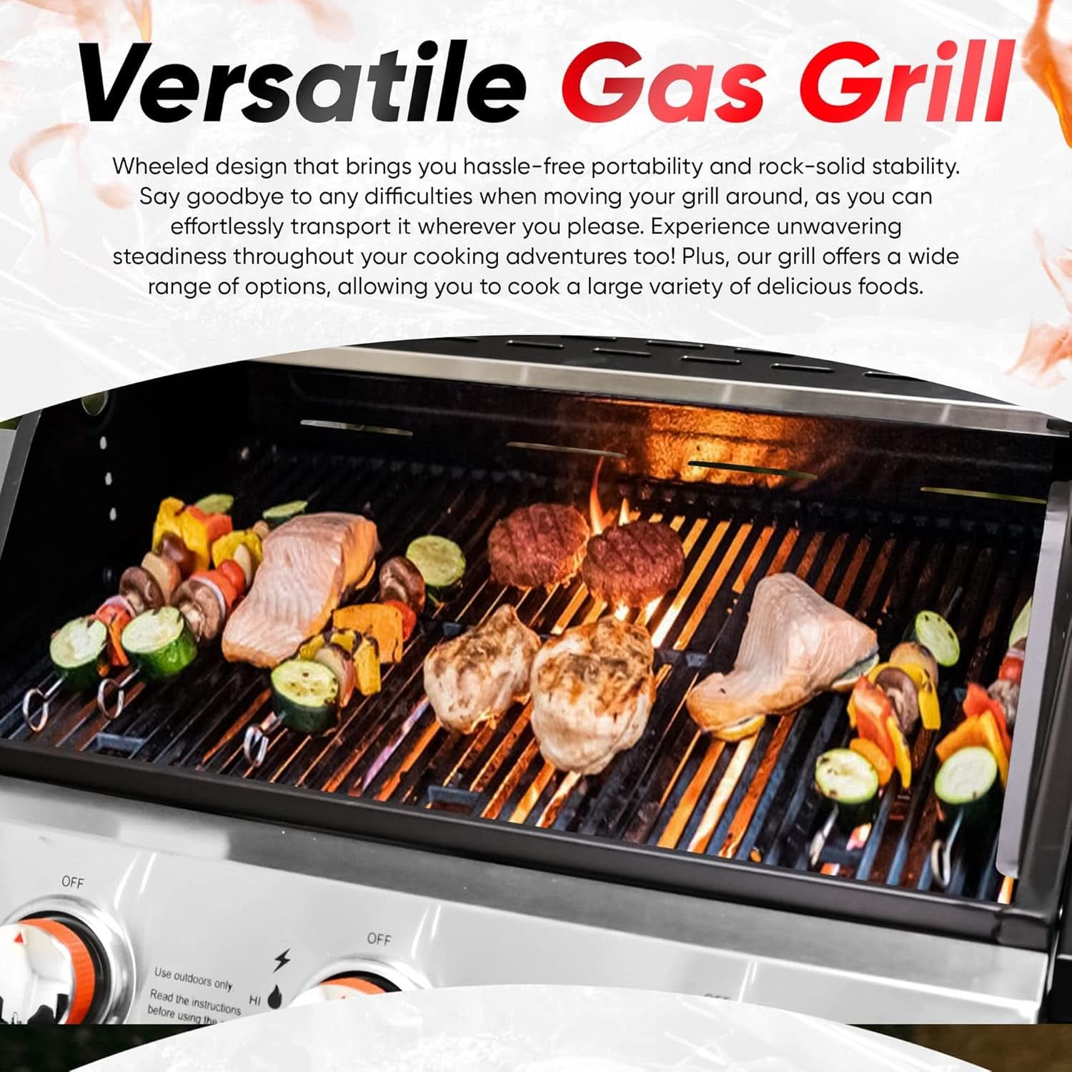 3 Burner Stainless Steel Propane Gas Grill With Cabinet - Overture Gifts