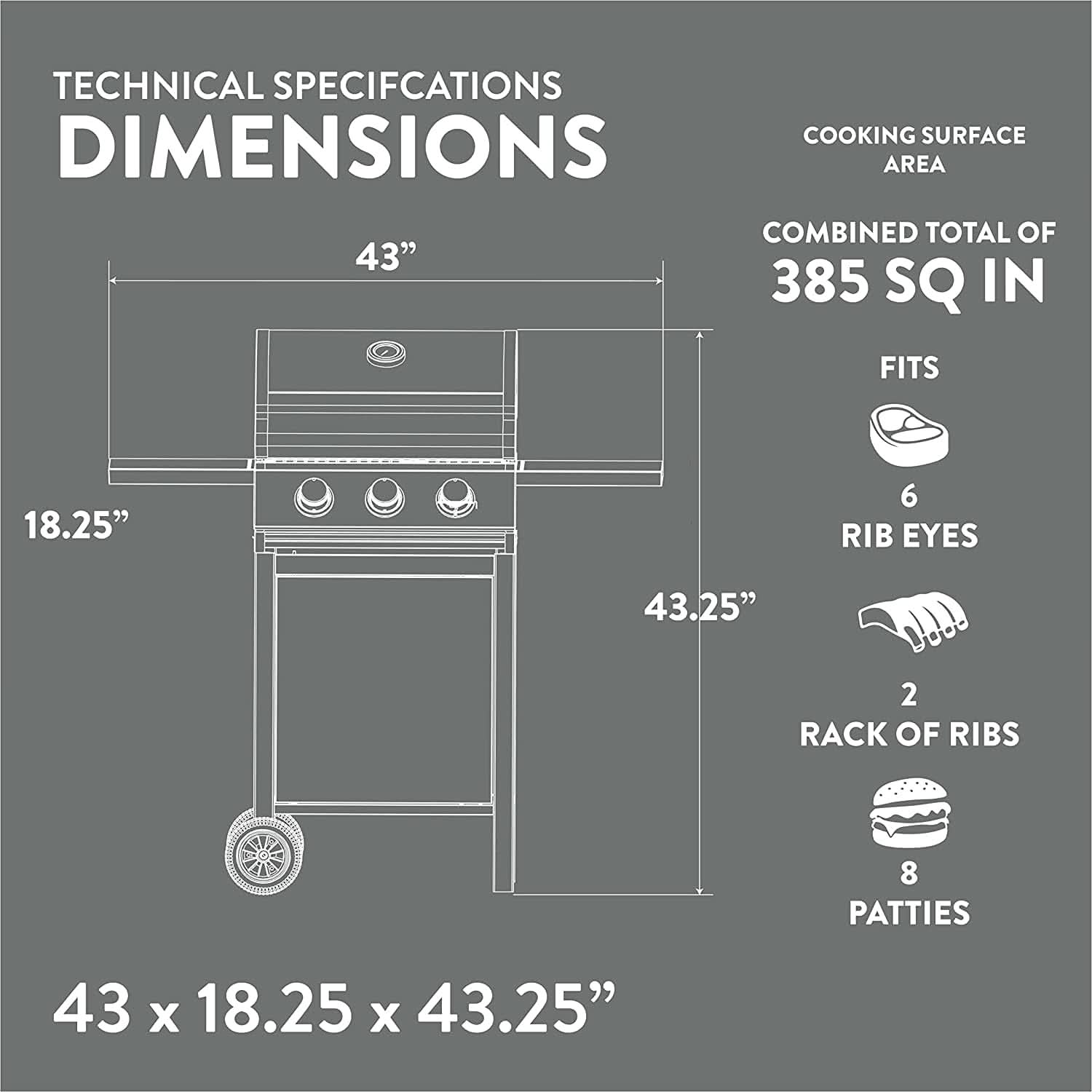 3 Burner Stainless Steel Propane Gas Grill With Cabinet - Overture Gifts
