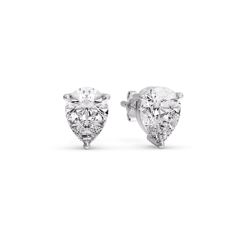 Three-Prong Pear Diamond Solitaire Stud Earrings [IGI Certified]