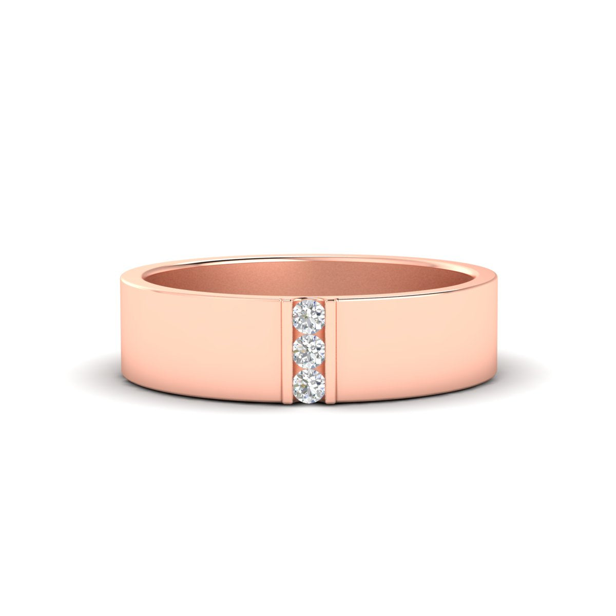 3 Stone Mens Flat Gemstone Band