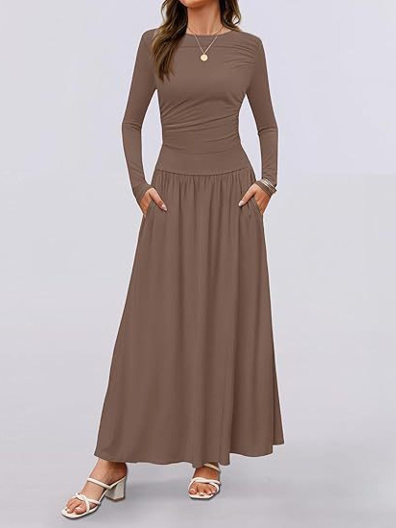 Long Sleeve Maxi Dress with Pockets