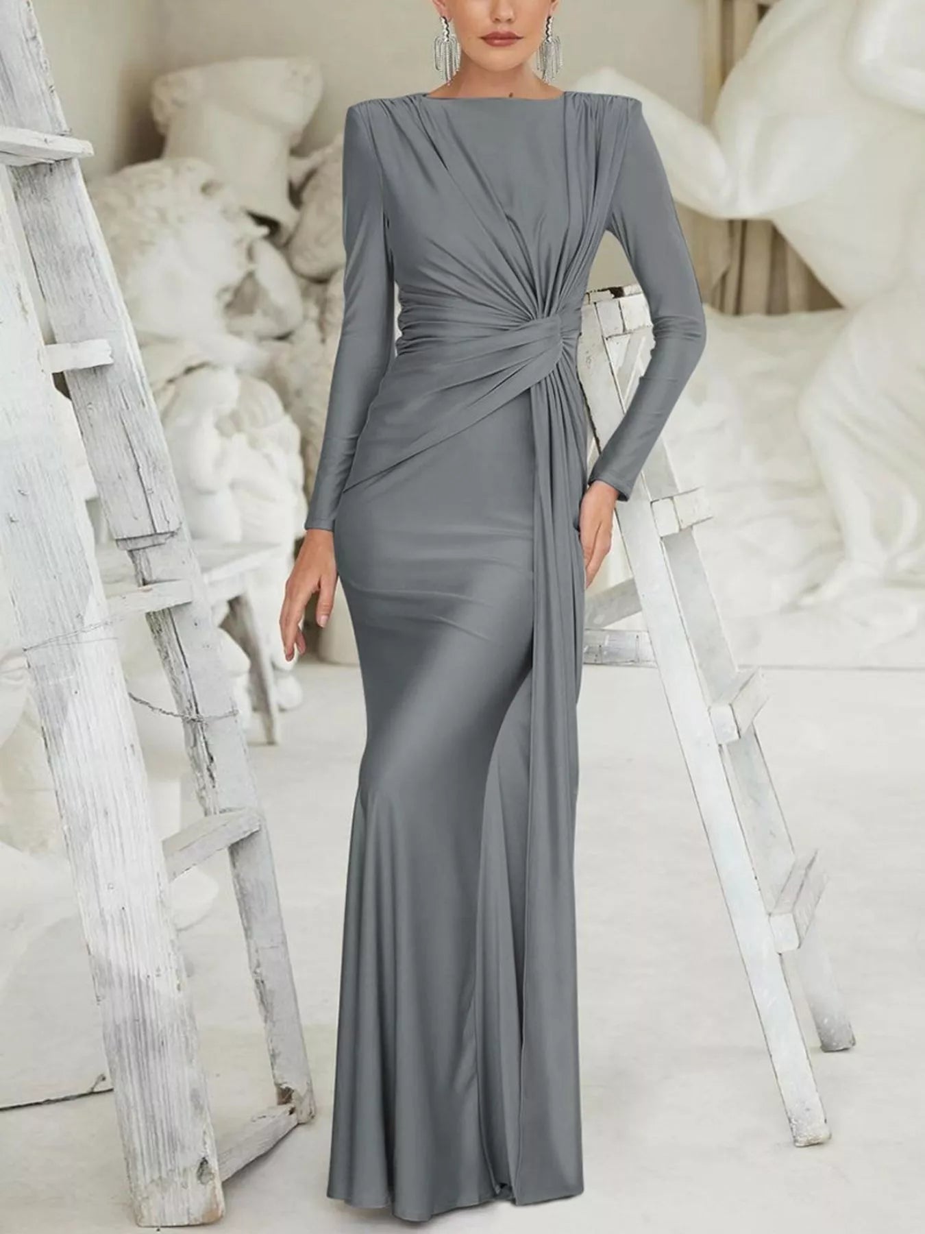 Twisted Long Sleeve Maxi Dress