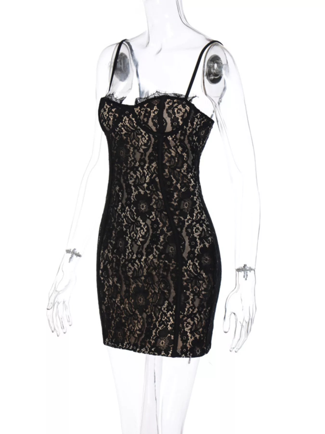 Lace Spaghetti Strap Mini Dress