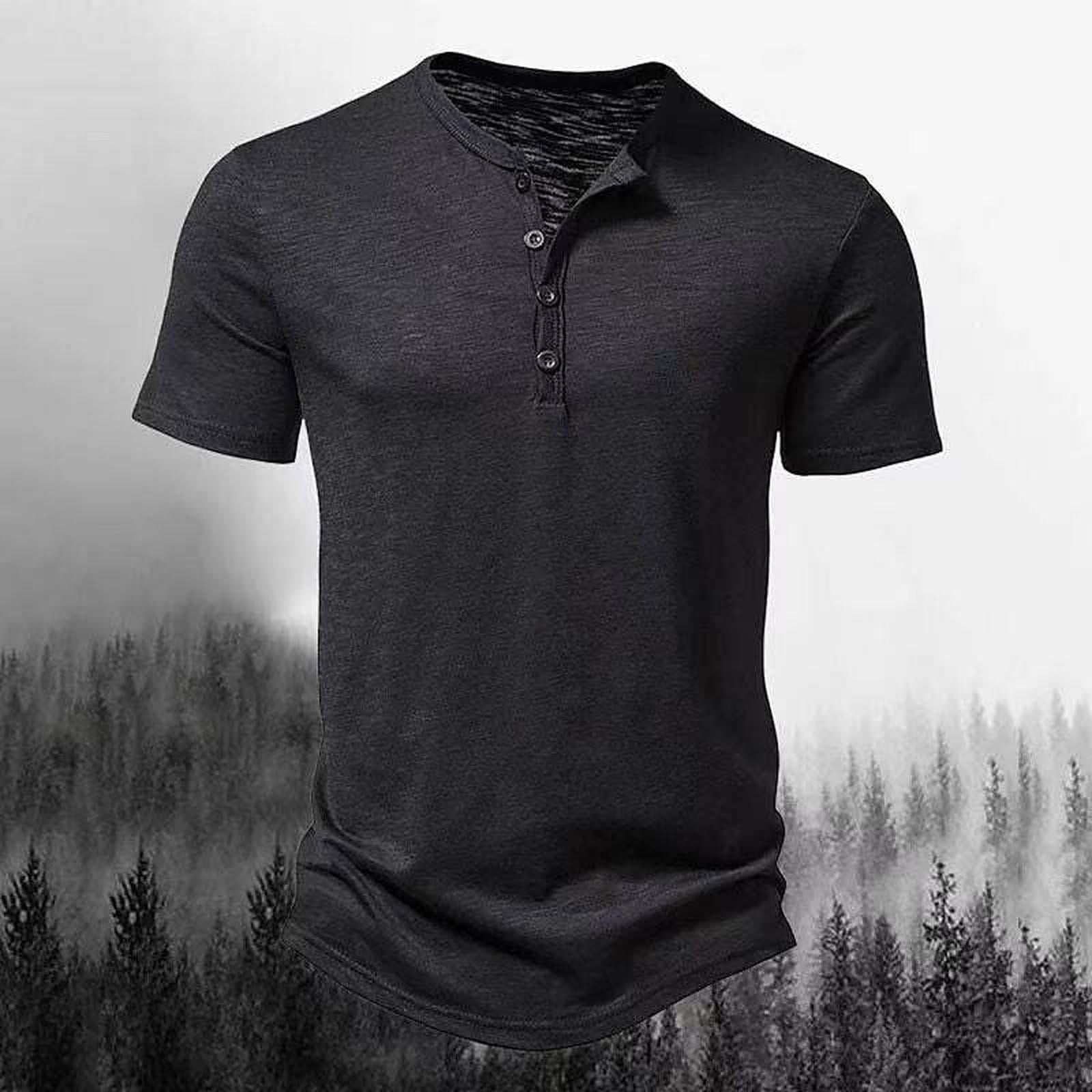 Solid color Henry collar T-shirt Polo shirt