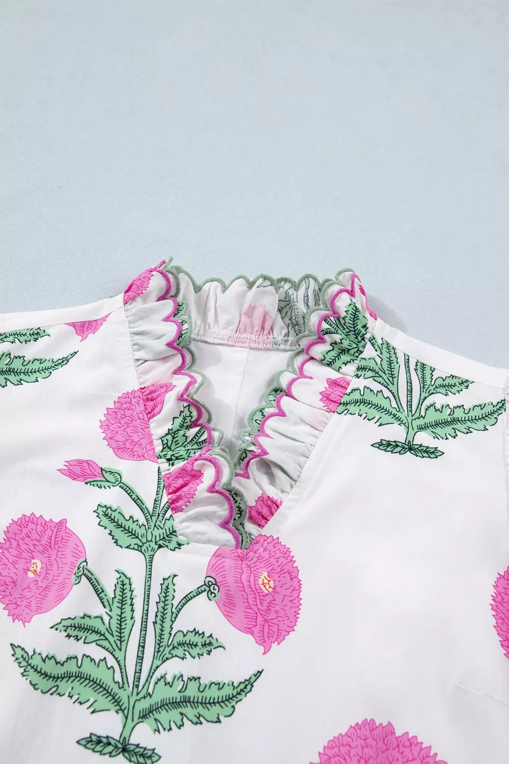 Floral Print Ruffle Trim Casual Mini Dress