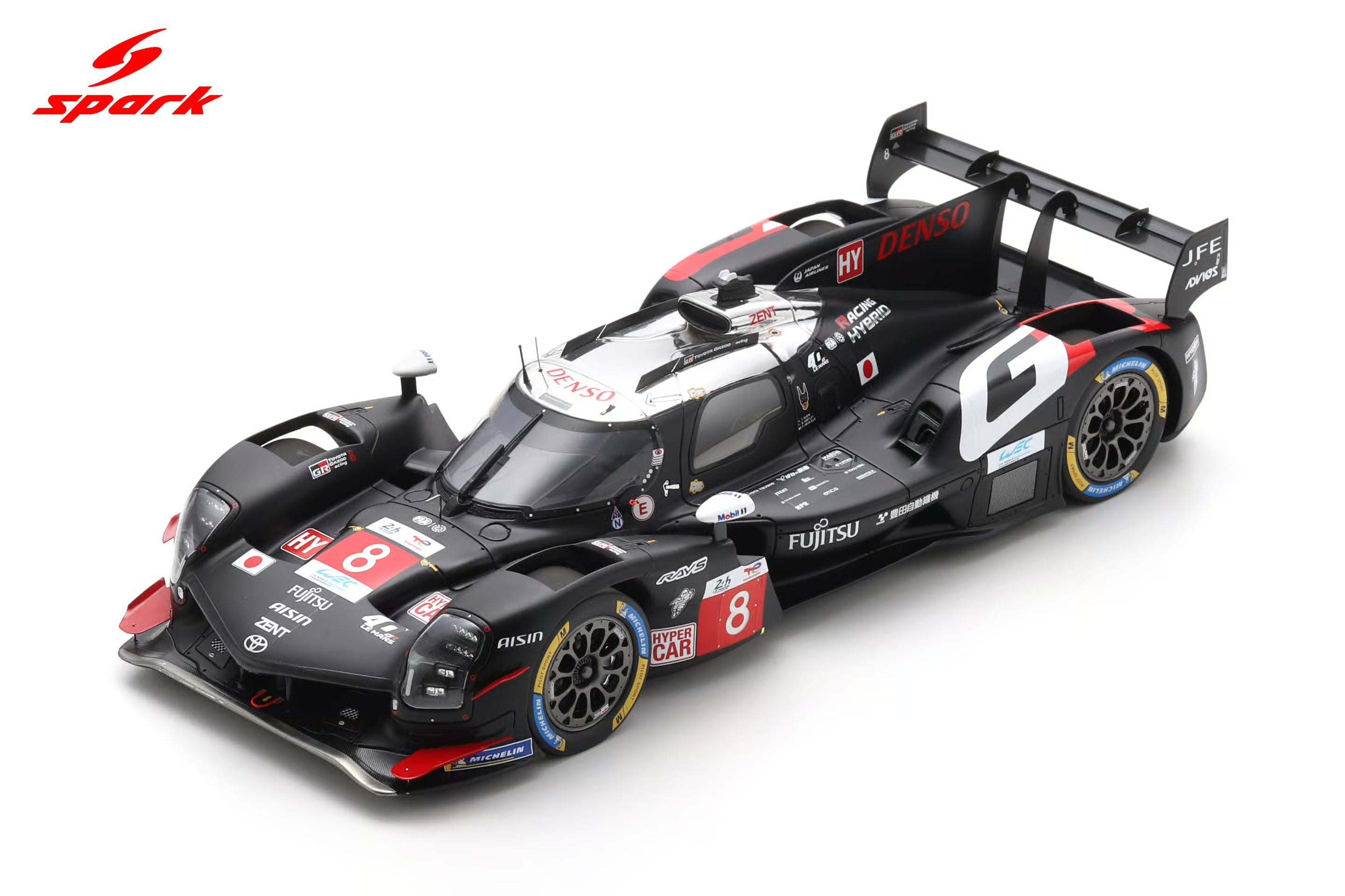 Spark Model Toyota GR010 Hybrid LMDh Team Toyota Gazoo Racing #8 WEC 24hrs Le Mans 2025 Black 1:18 WITH DISPLAY