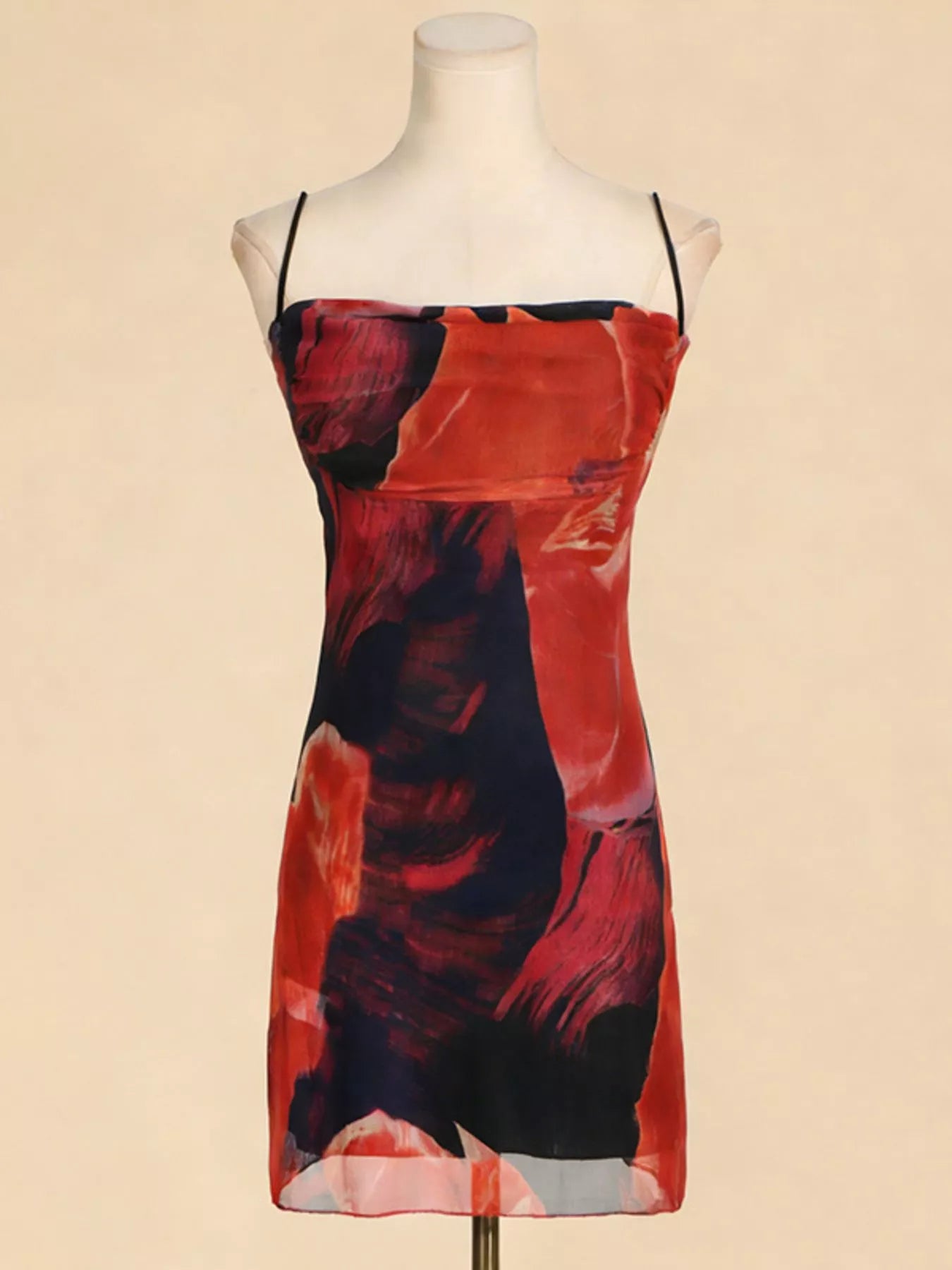 Printed Spaghetti Strap Mini Dress