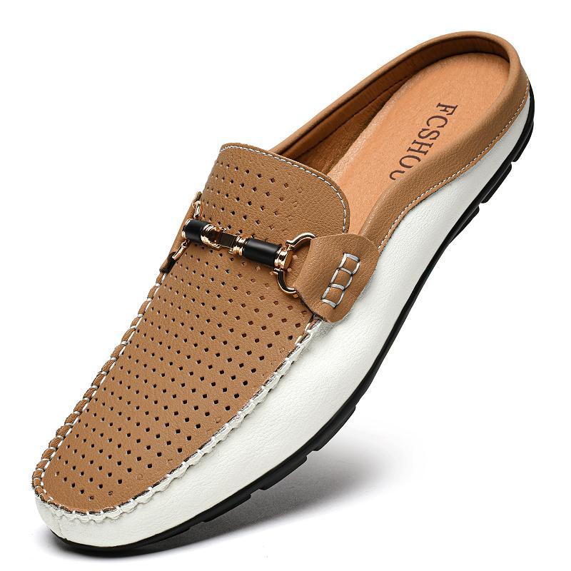 Large-size Leather Shoes Mens Breathable Loafer Shoes