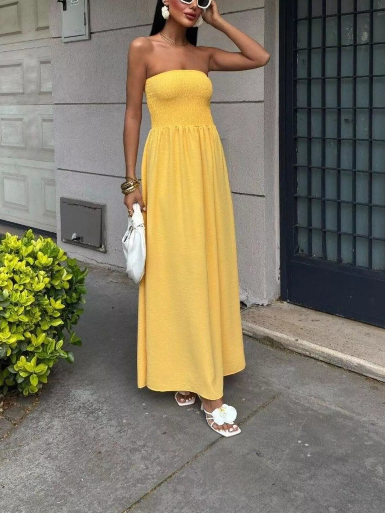 Strapless Smocked Maxi Dress
