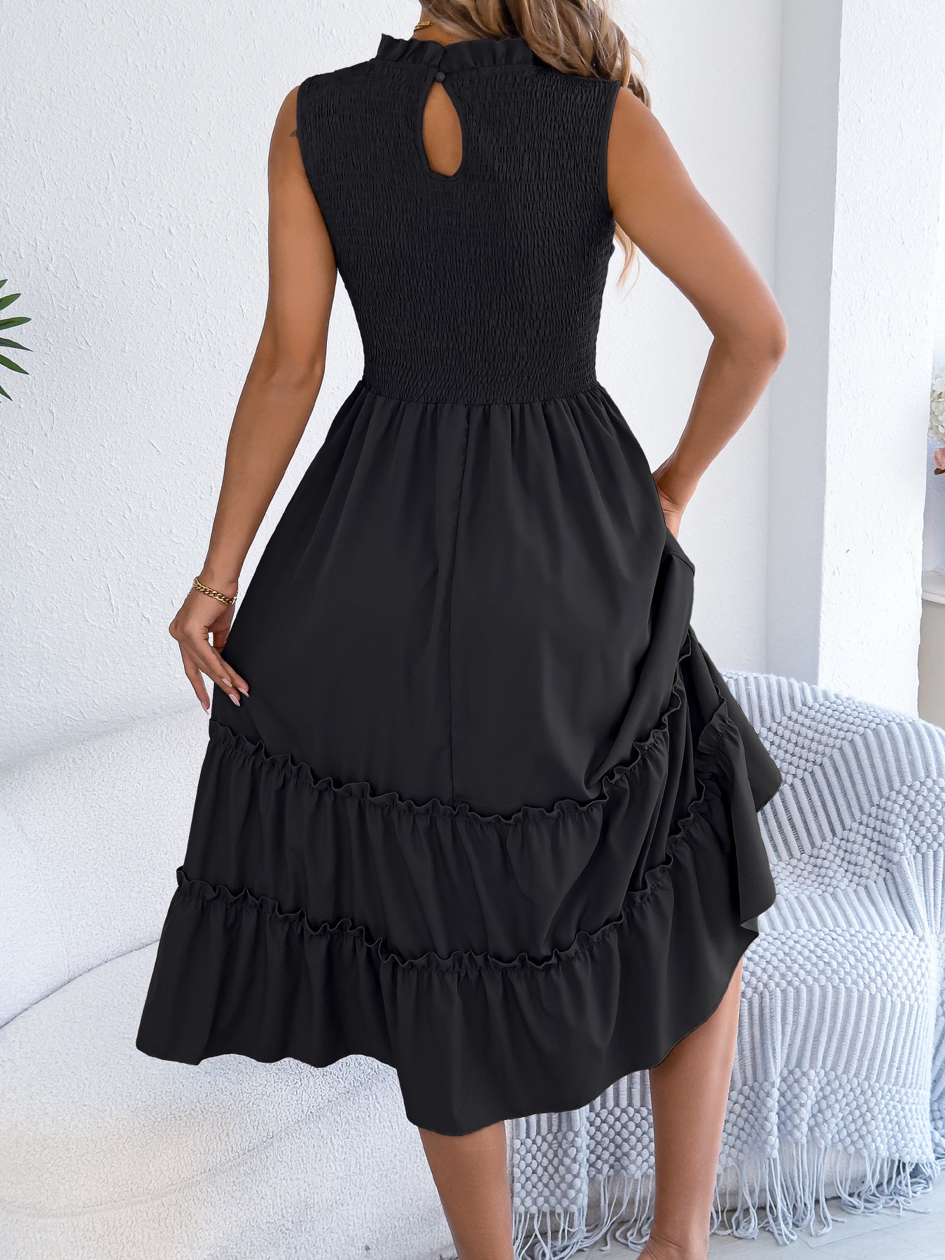 Smocked Sleeveless Tiered Dress