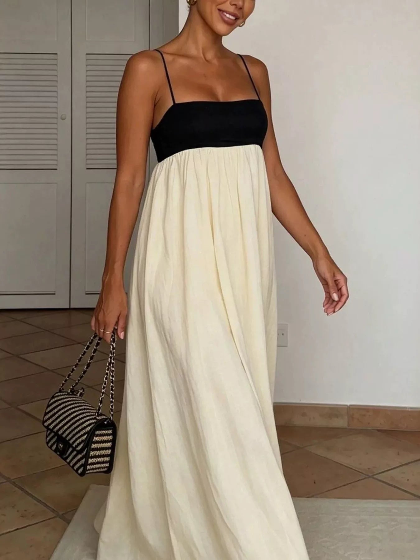Sleeveless Two-Tone Maxi Dress