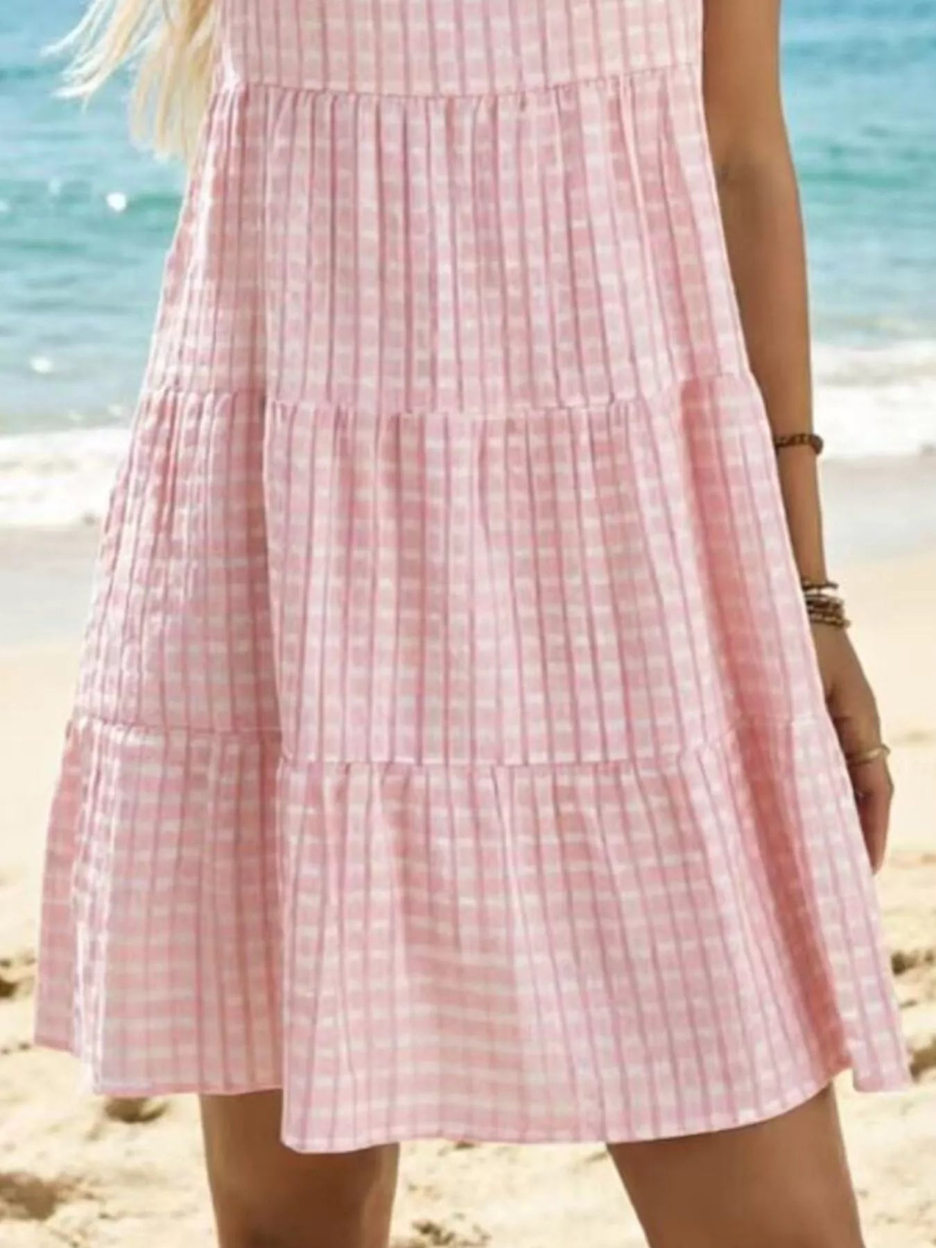 Textured Sleeveless Tiered Mini Dress