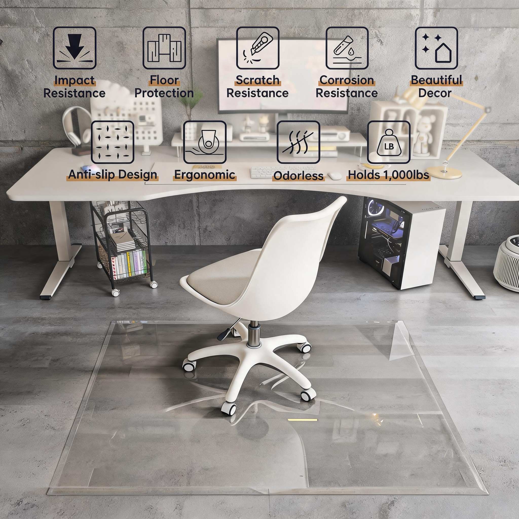 Tempered Glass 36 x 36 Inch Beveled Edge Office Chair Mat