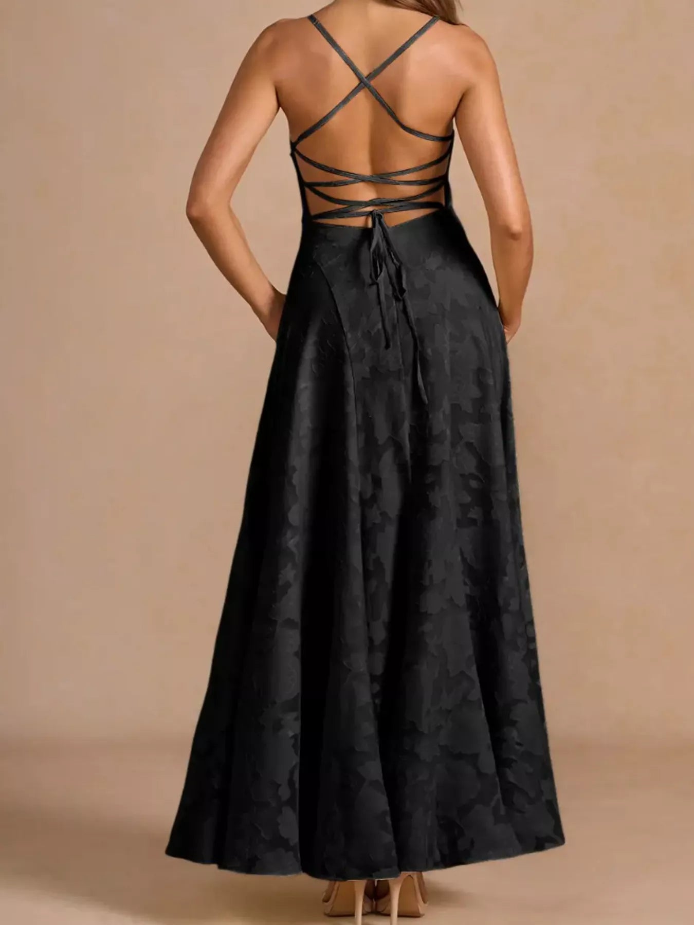 Lace Up Back Spaghetti Strap Maxi Dress