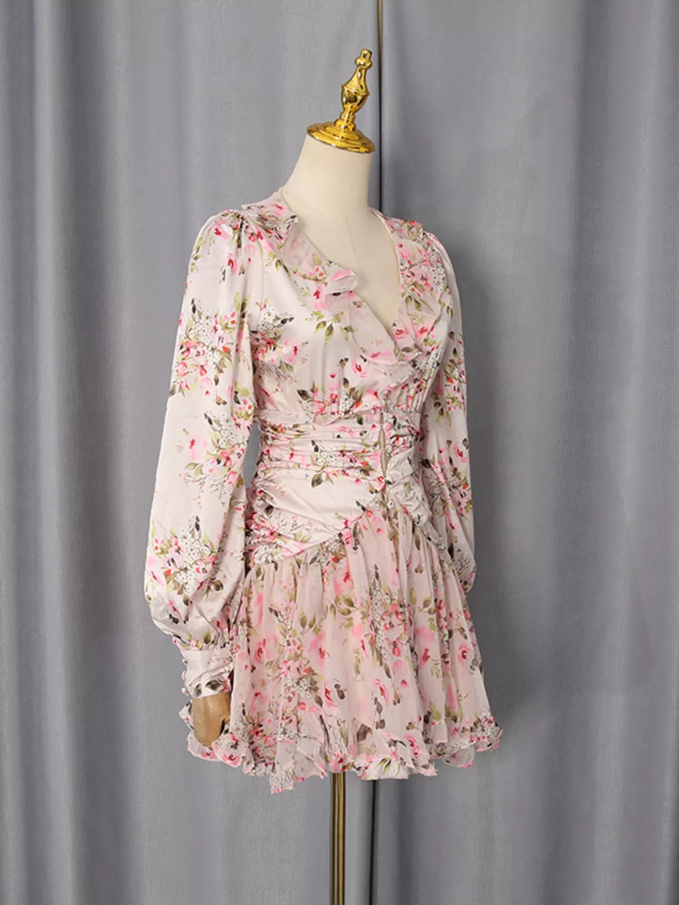 Floral Print Ruffle Mini Dress