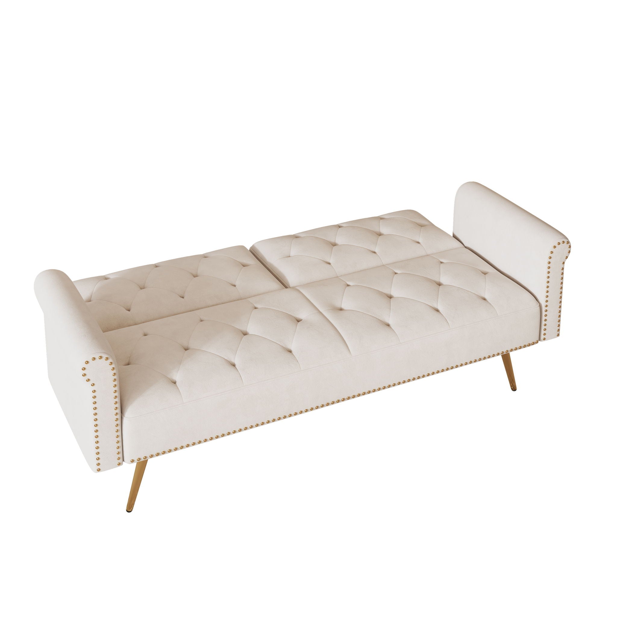 Luxurious Sofa Bed With Nail Head Trim And Matching Pillow
