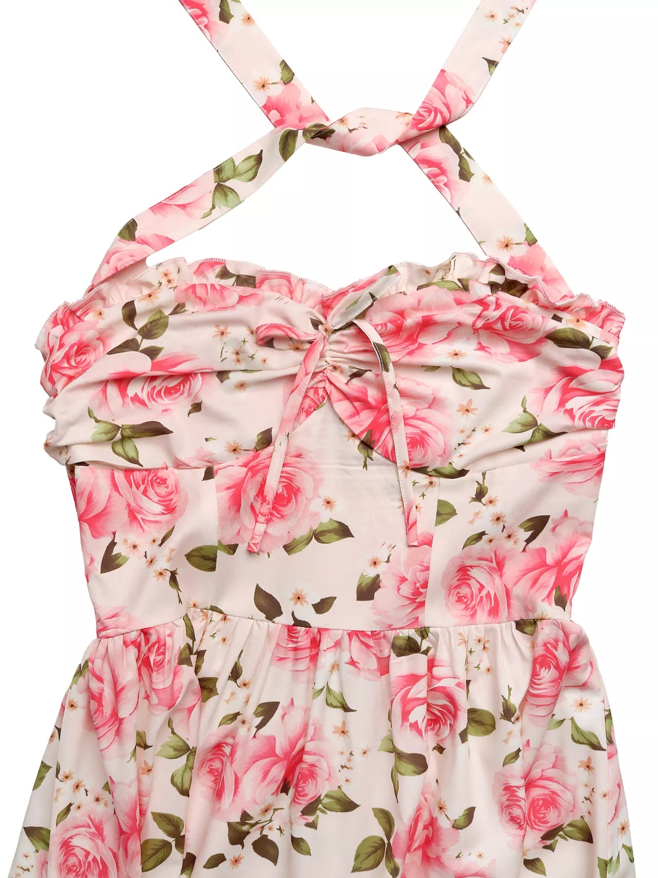 Floral Print Halter Neck Midi Dress