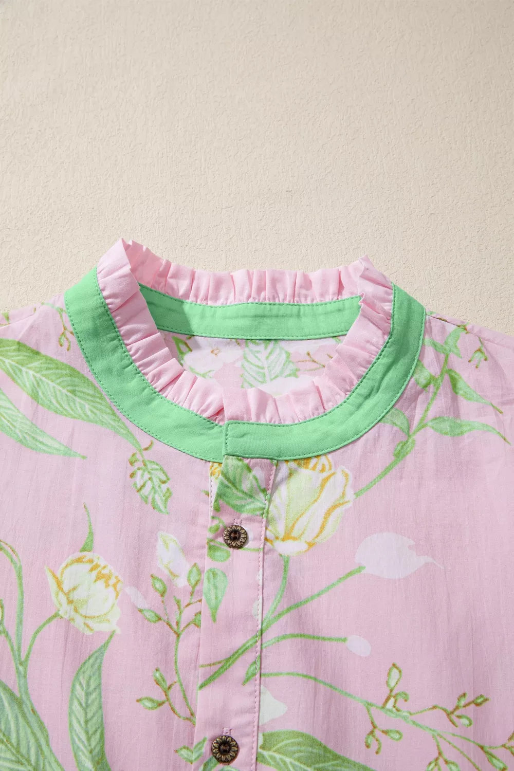 Floral Print Short Puff Sleeve High Waist Tiered Dress