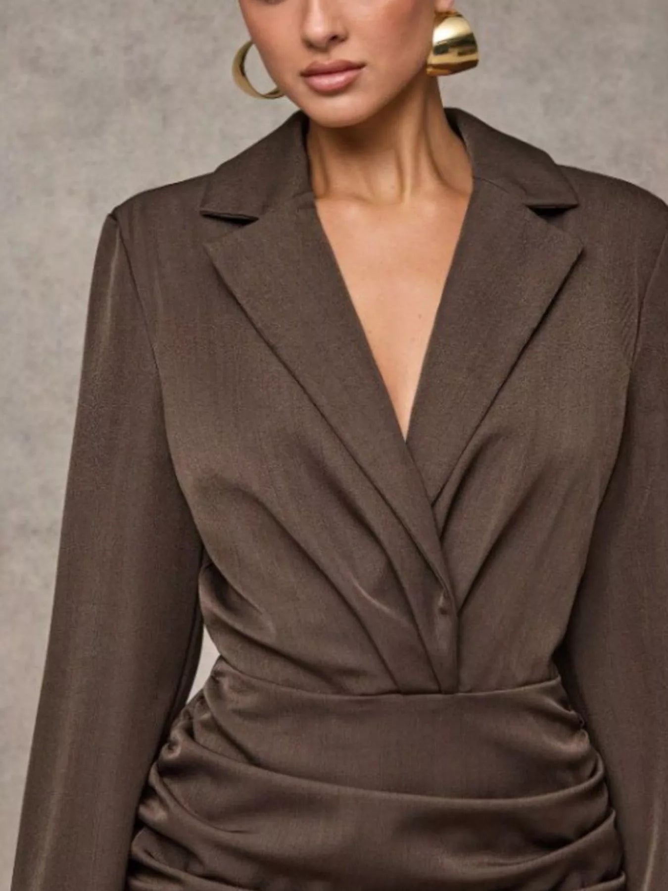 Blazer-Style Long Sleeve Ruffled Hem Mini Dress