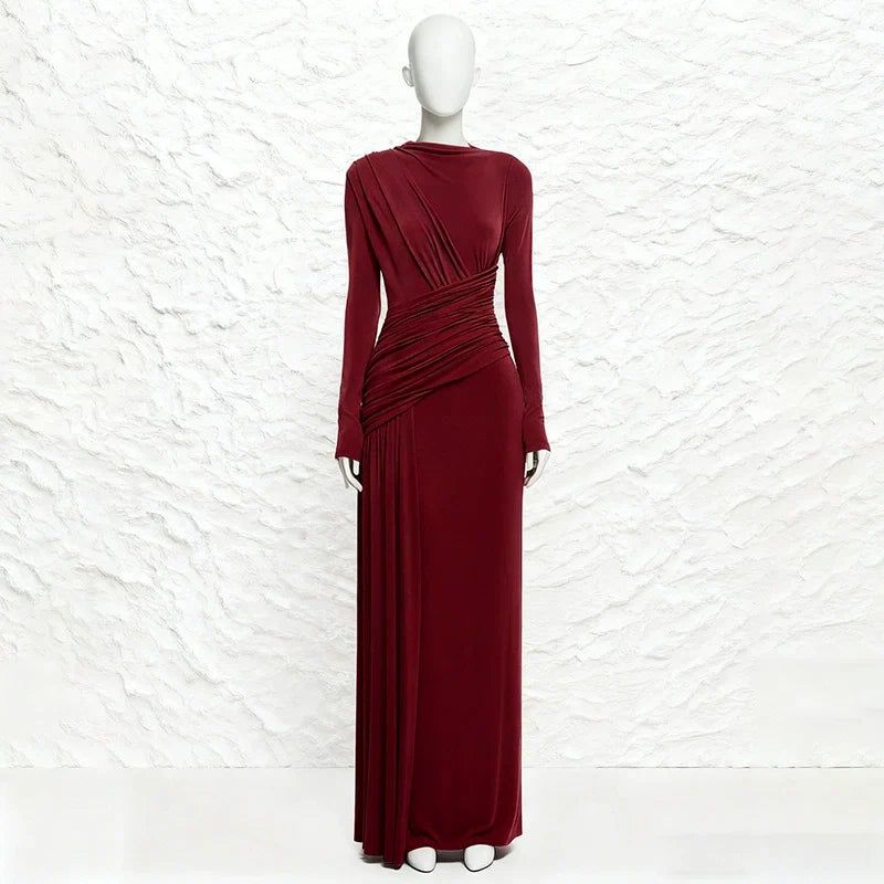 Ruched Long Sleeve Maxi Dress
