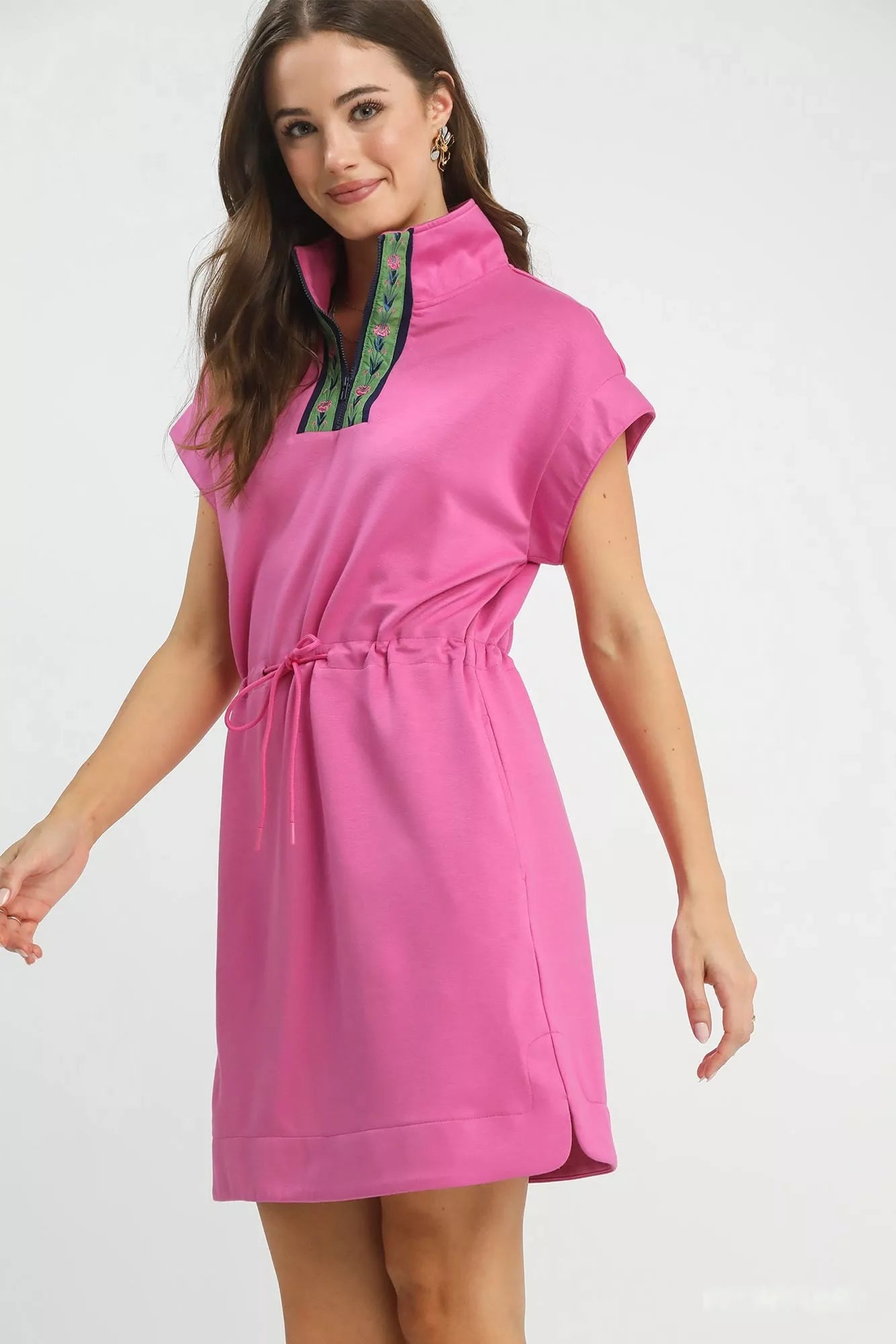 Umgee Dolman Sleeve Zip Detail Dress