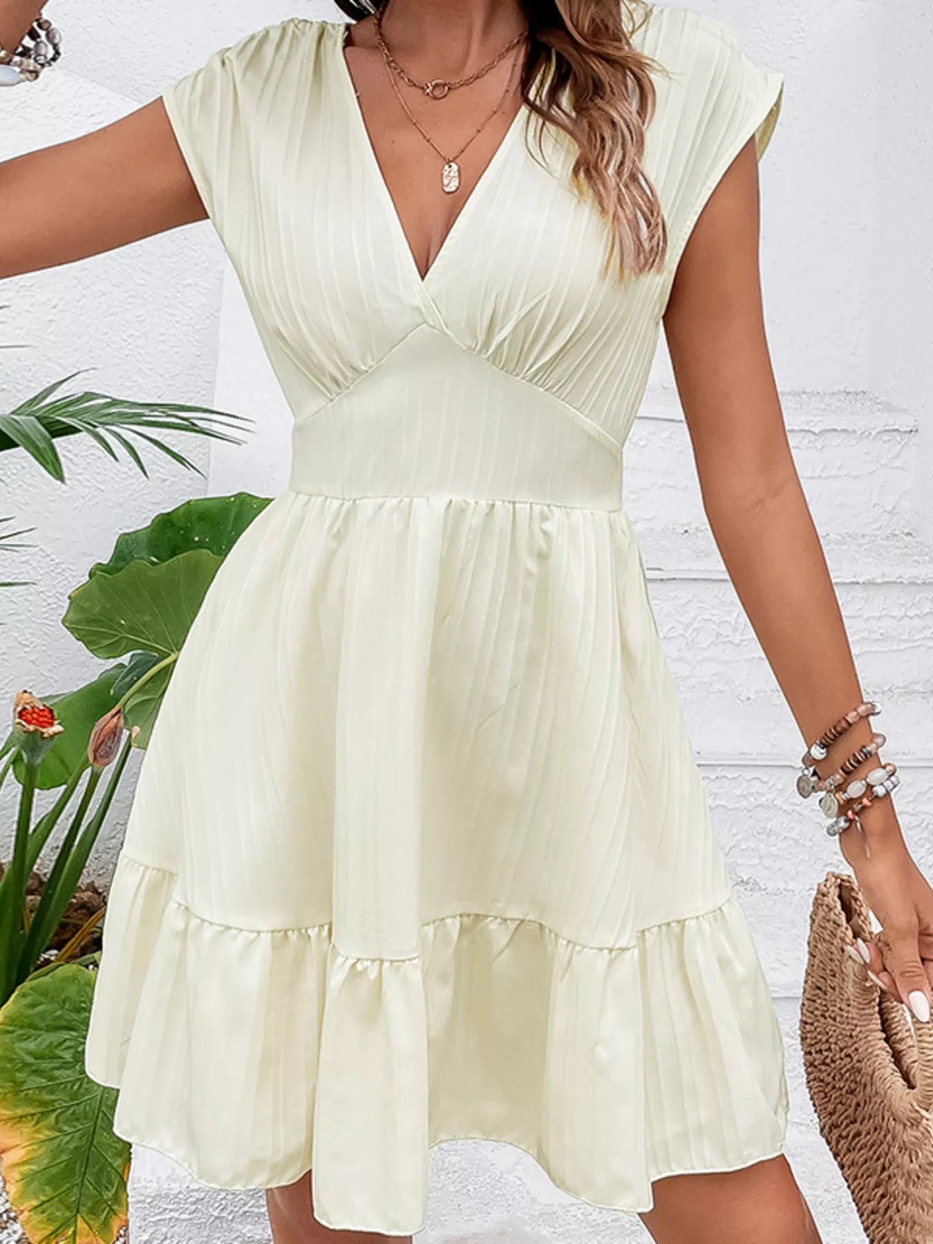 Tiered Cap Sleeve Mini Dress