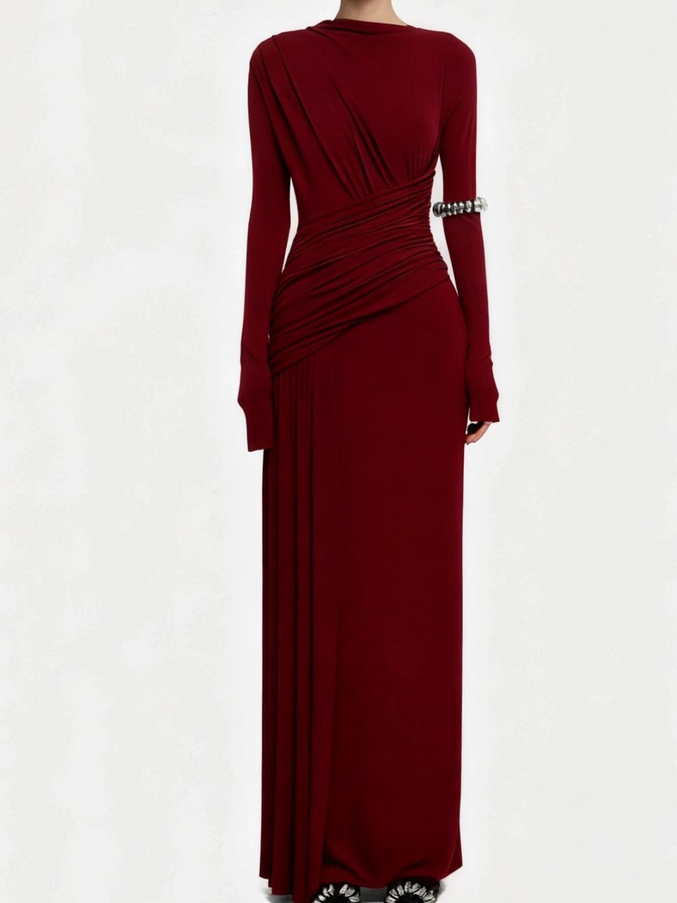 Ruched Long Sleeve Maxi Dress