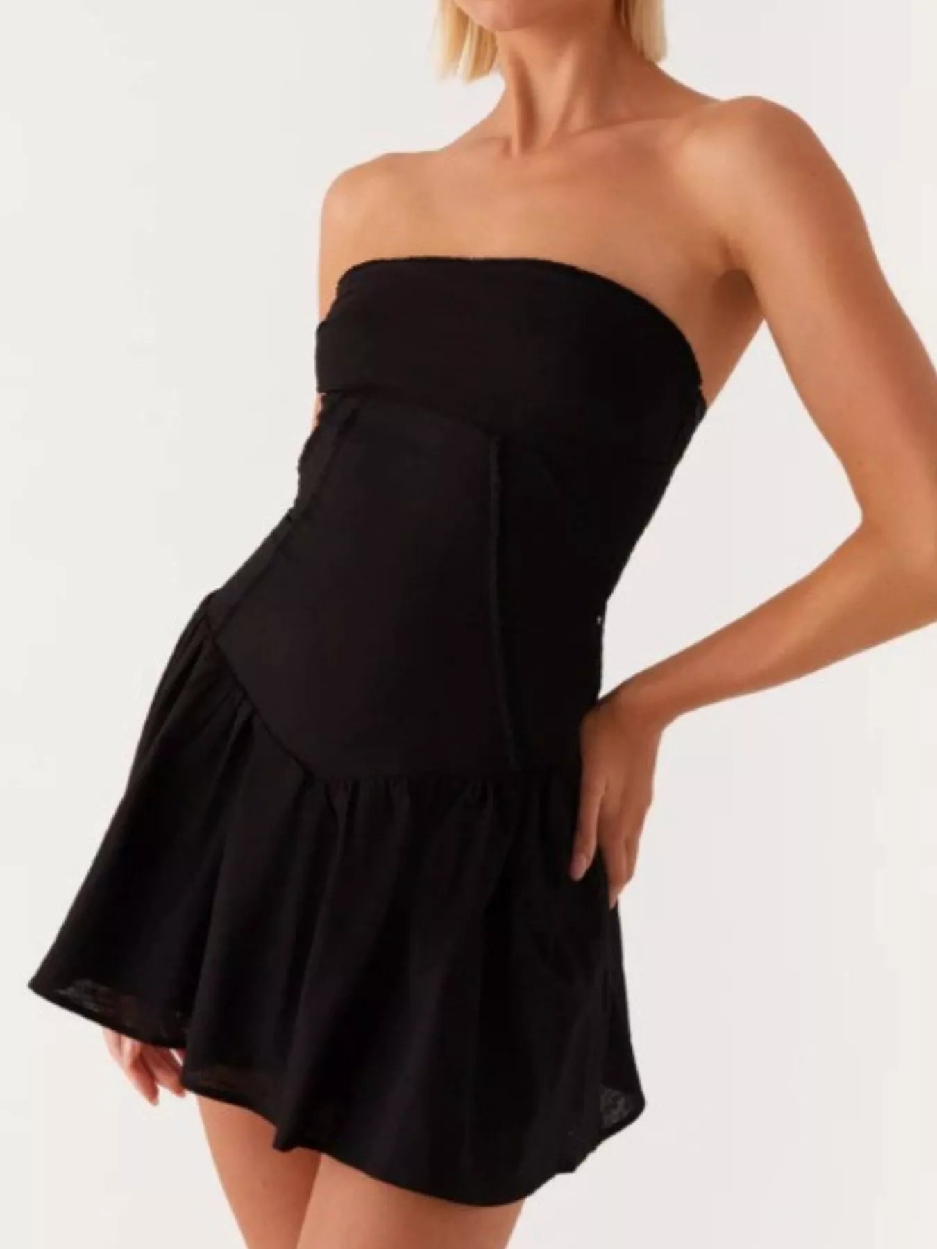 Lace Up Back Tube Dress