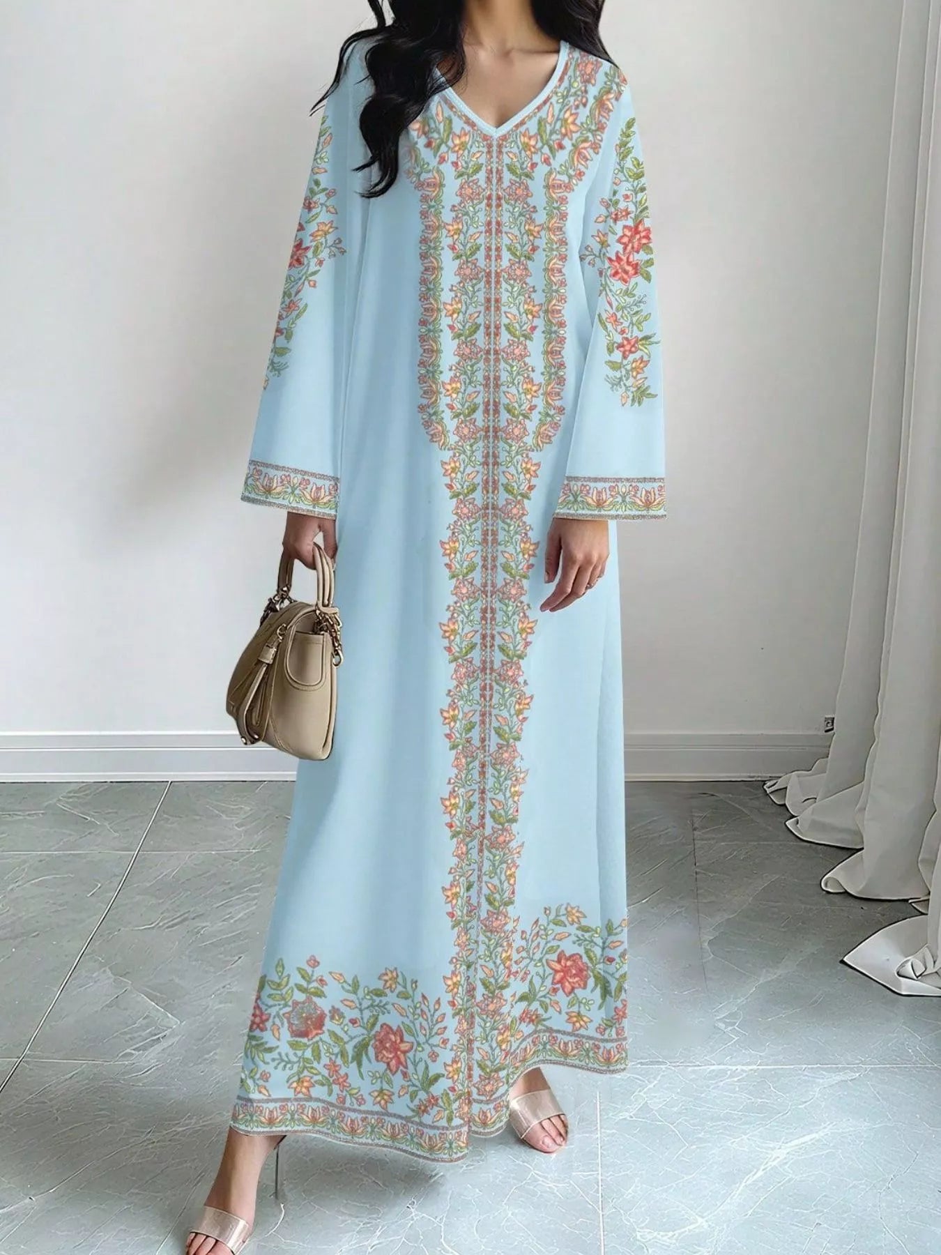 Floral Long Sleeve Maxi Dress