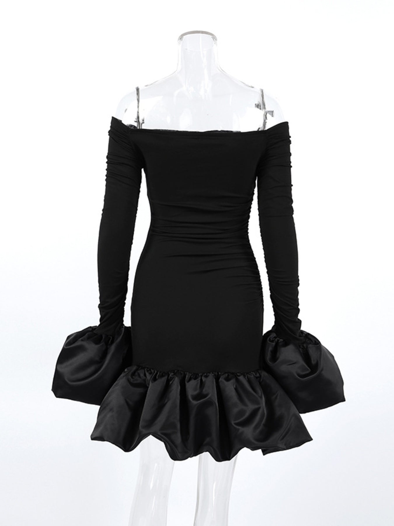 Off-Shoulder Ruffle Hem Mini Dress