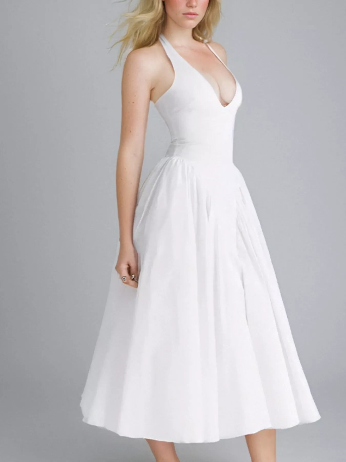 Halter Neck Midi Dress with Pockets