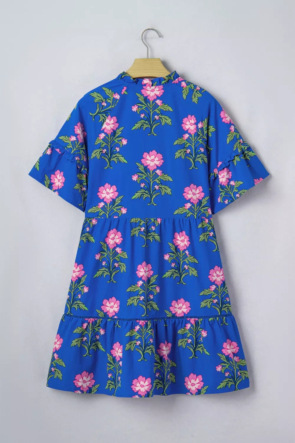 V Neck Short Sleeve Loose Flower Dress